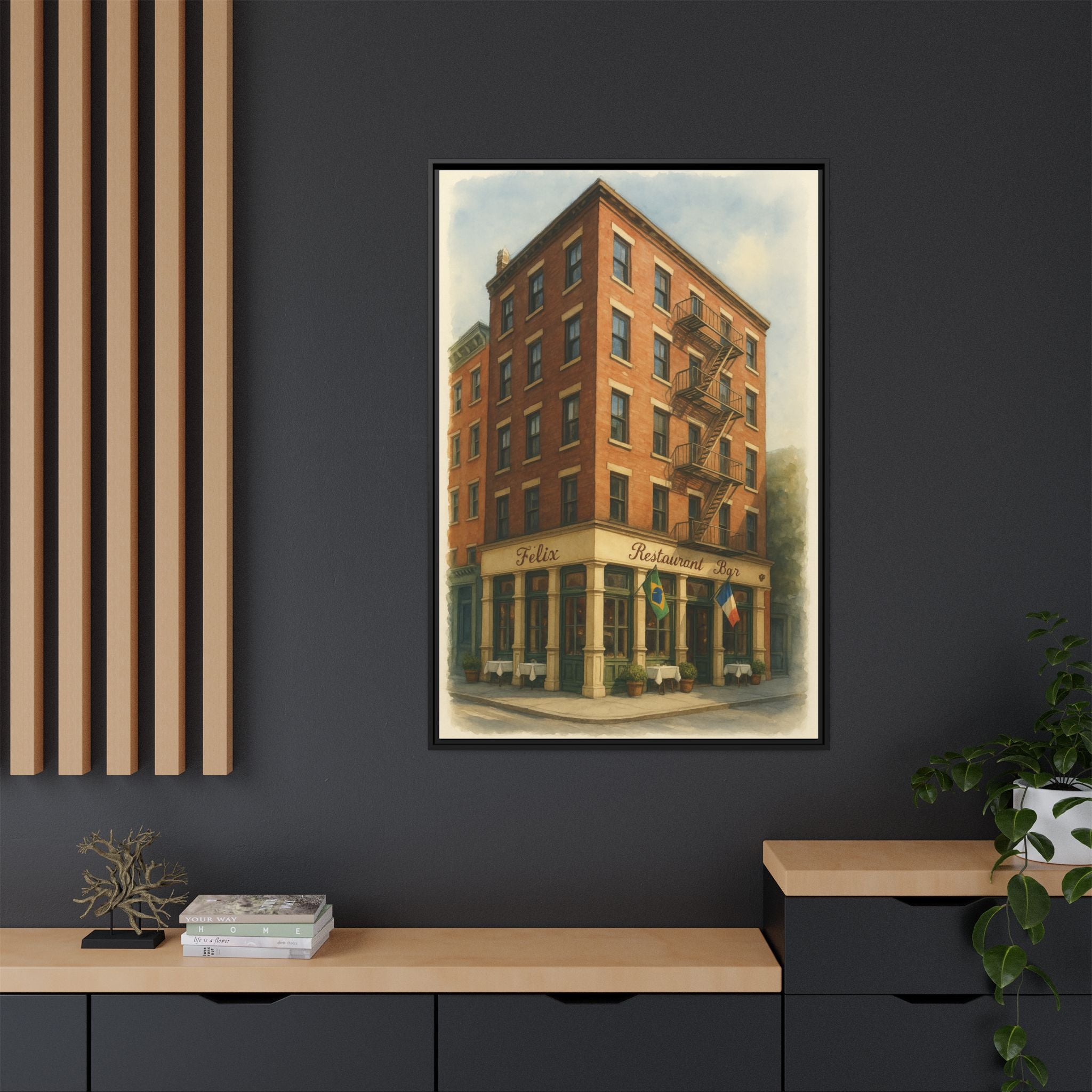 Felix — Restaurant Print | Matte Canvas + Wooden Frame