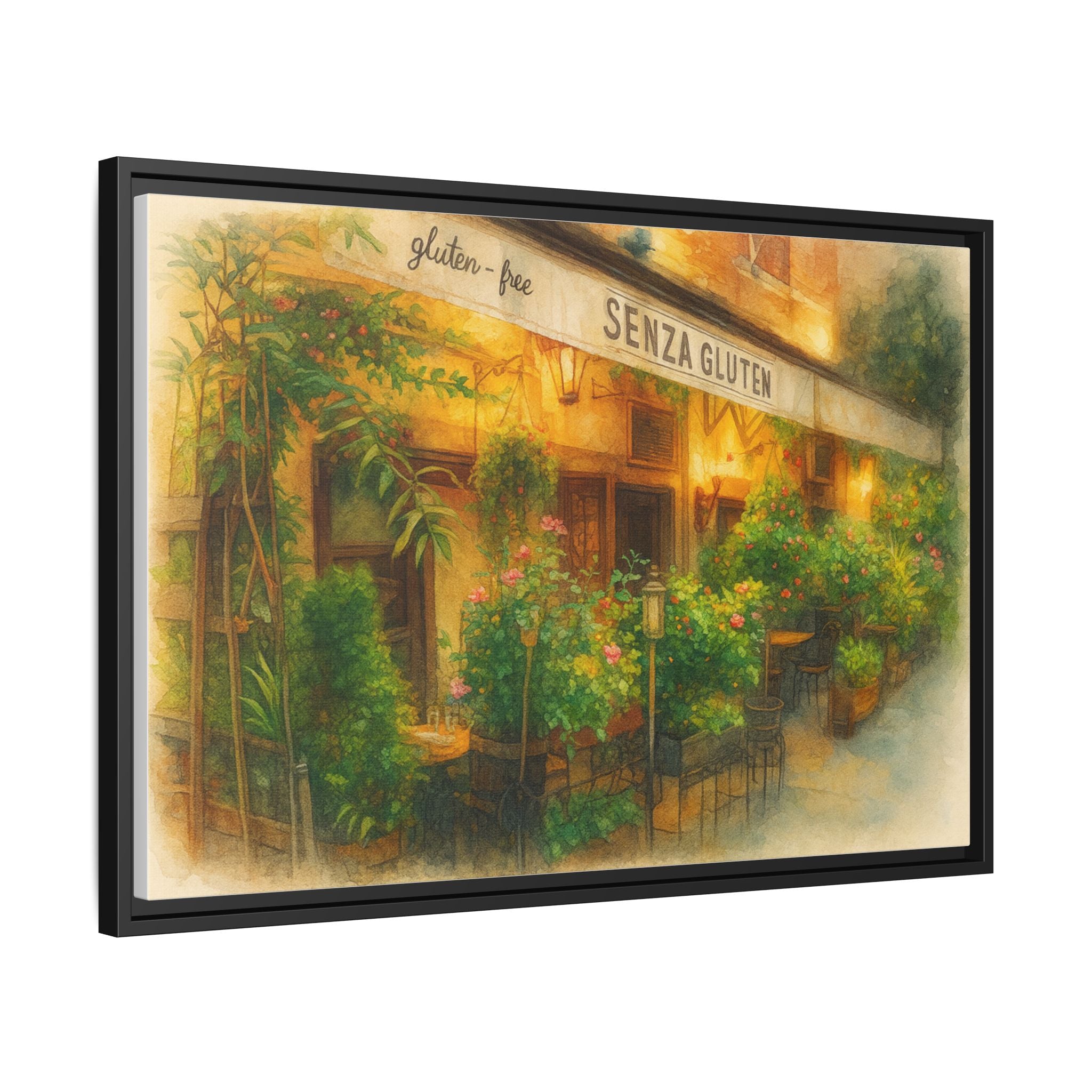 Senza Gluten — Restaurant Print | Matte Canvas + Wooden Frame