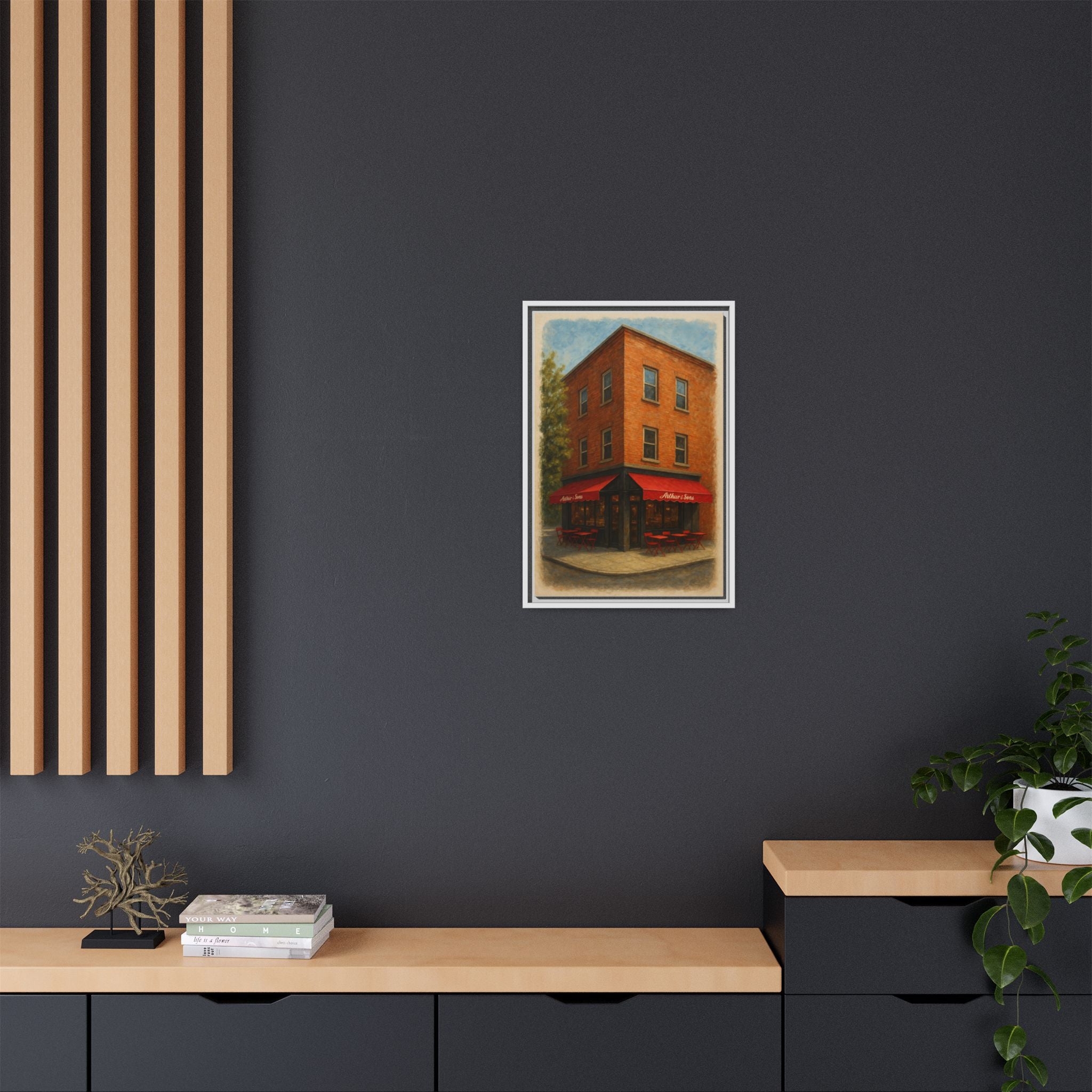Arthur and Sons — Restaurant Print | Matte Canvas + Wooden Frame