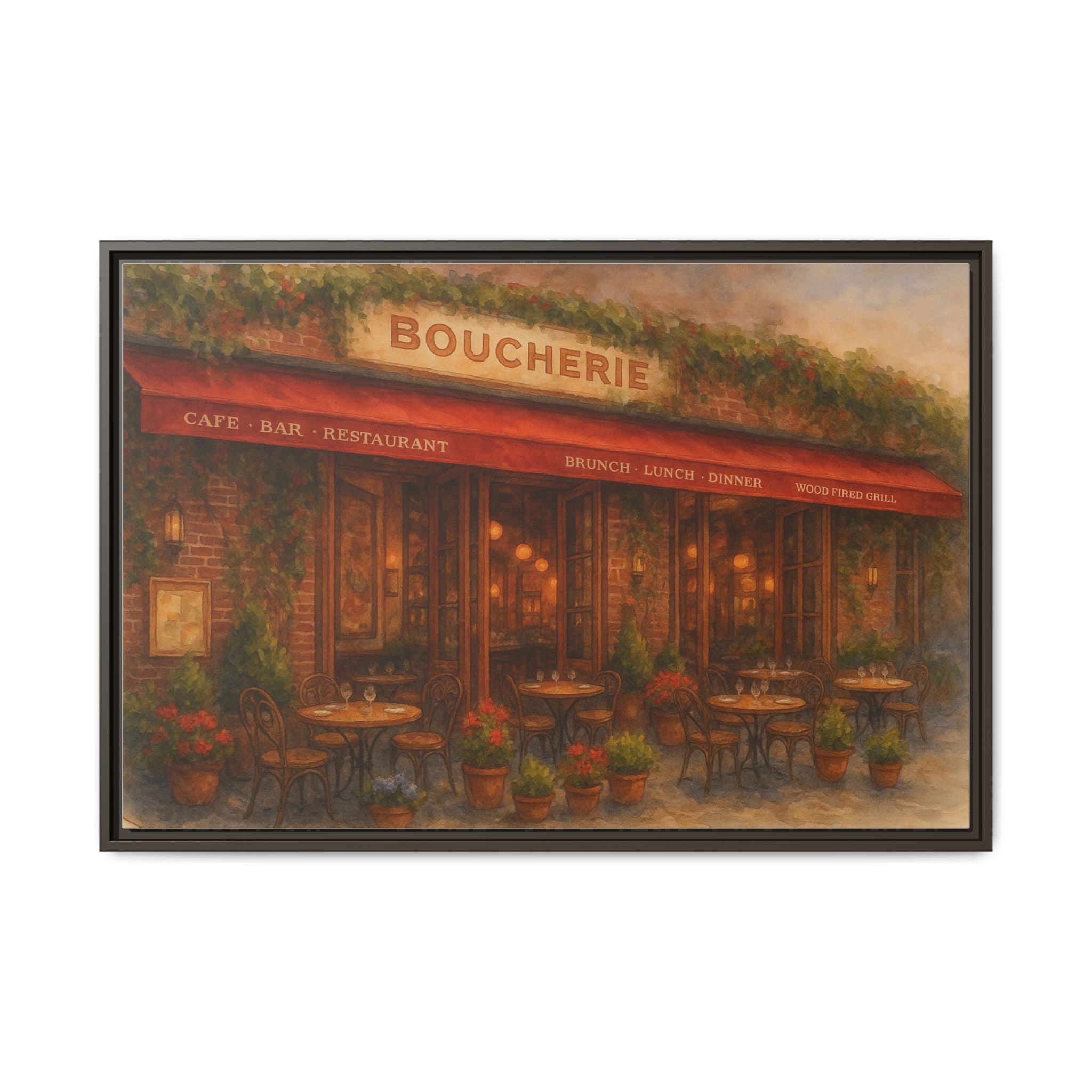 Boucherie — Restaurant Print | Matte Canvas + Wooden Frame