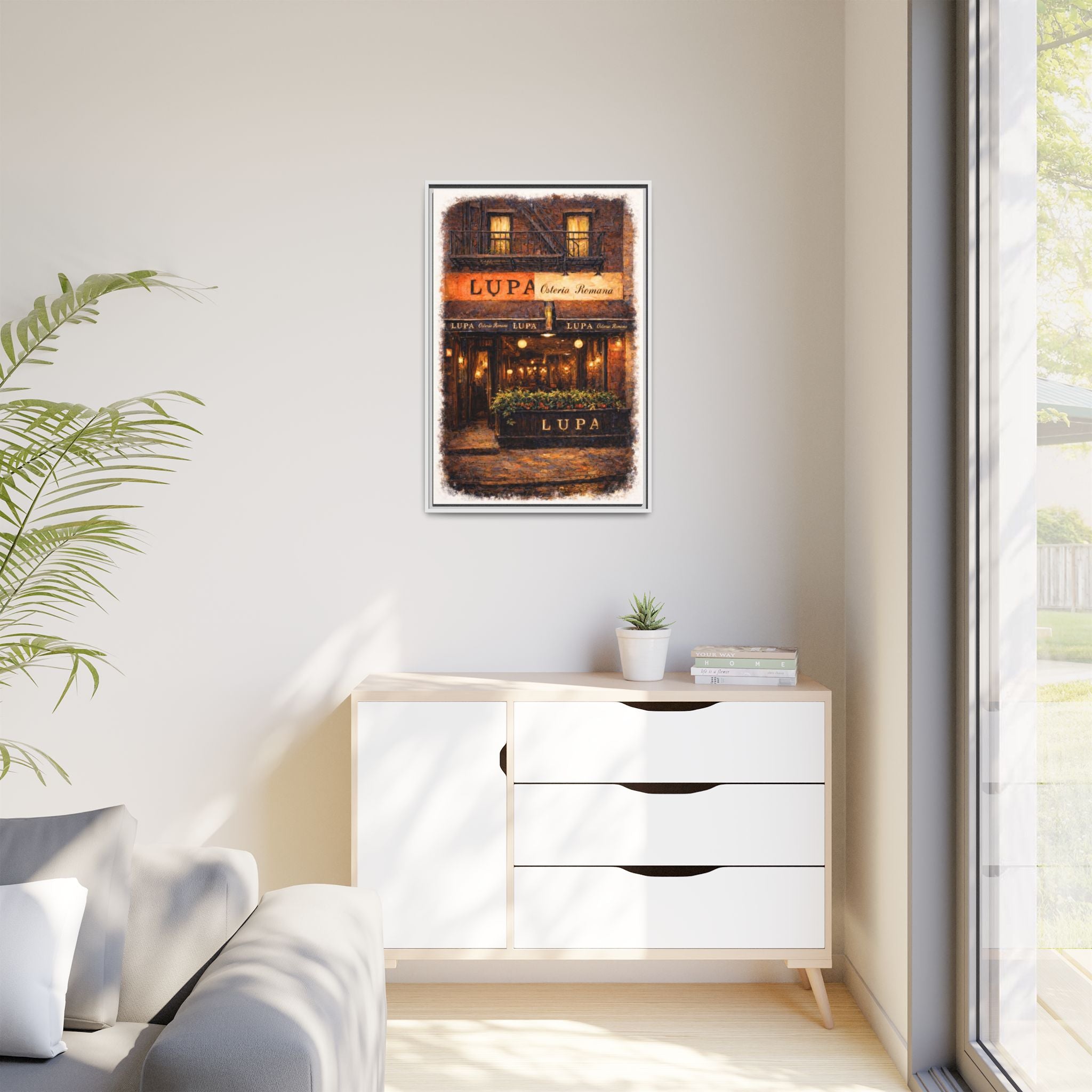 Lupa Osteria Romana — Restaurant Print | Matte Canvas + Wooden Frame
