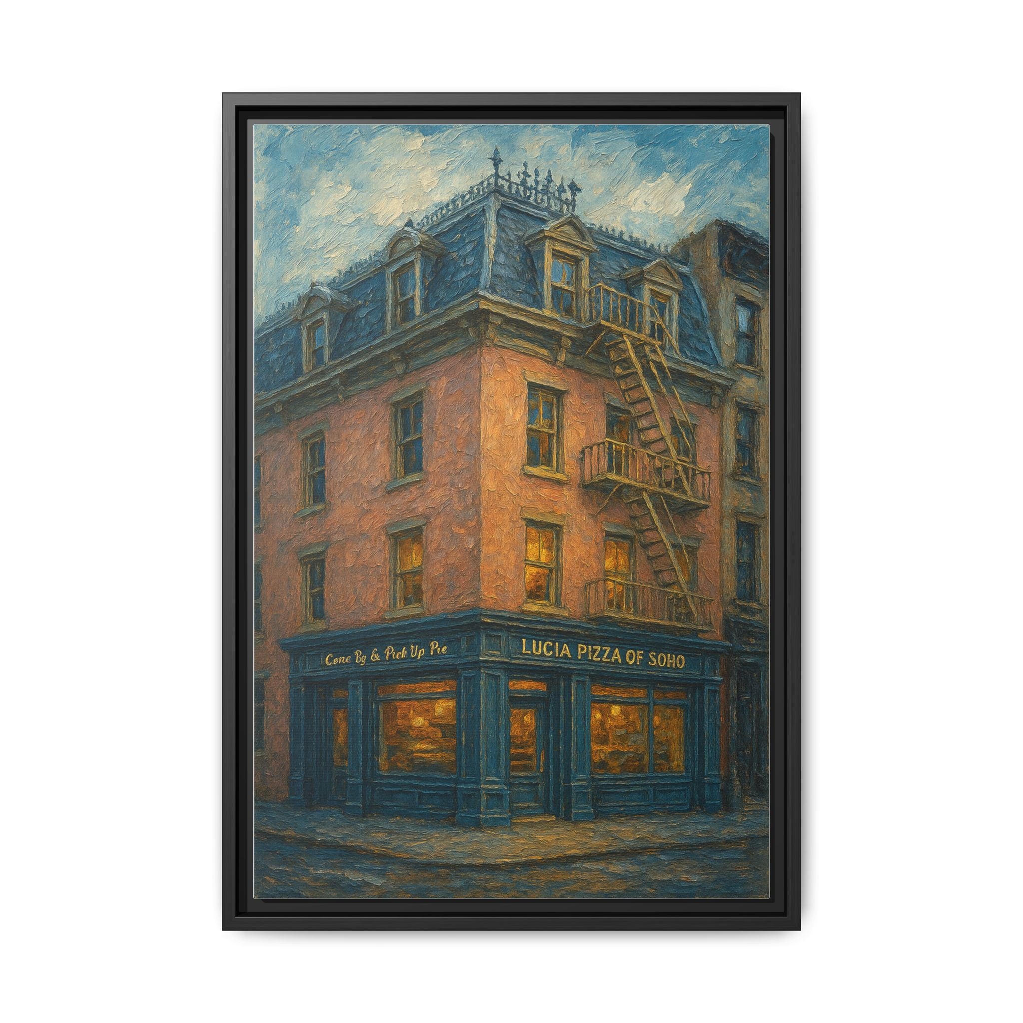 Lucia Pizza of Soho — Restaurant Print | Matte Canvas + Wooden Frame