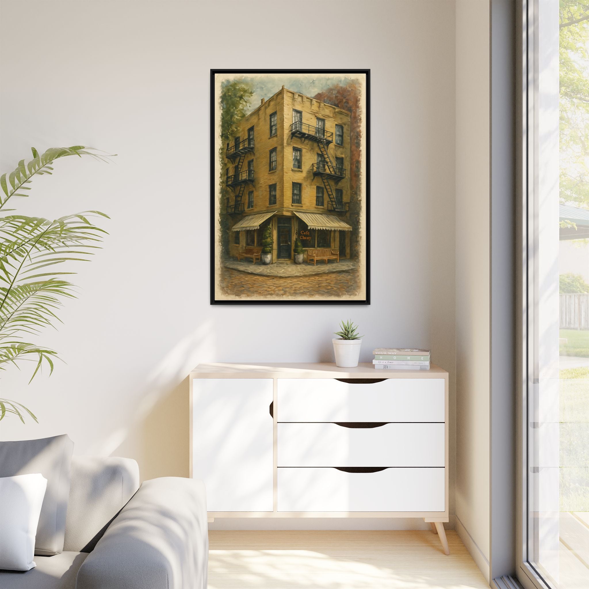 Cafe Cluny — Restaurant Print | Matte Canvas + Wooden Frame