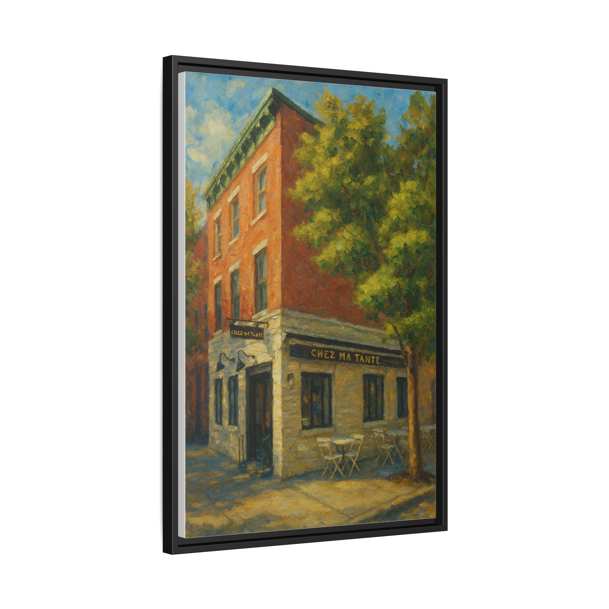 Chez Ma Tante — Restaurant Print | Matte Canvas + Wooden Frame