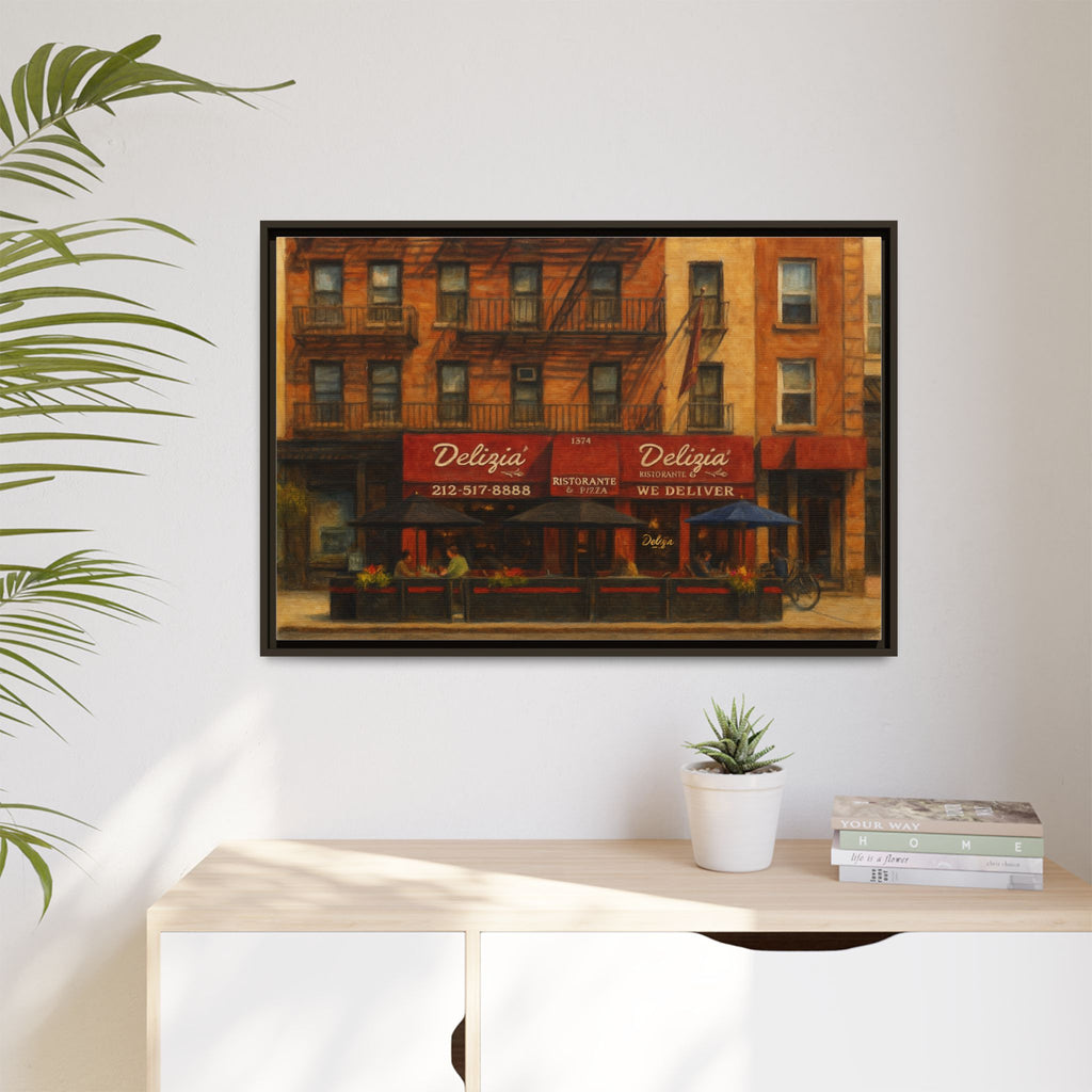 Delizia Pizza — Restaurant Print | Matte Canvas + Wooden Frame