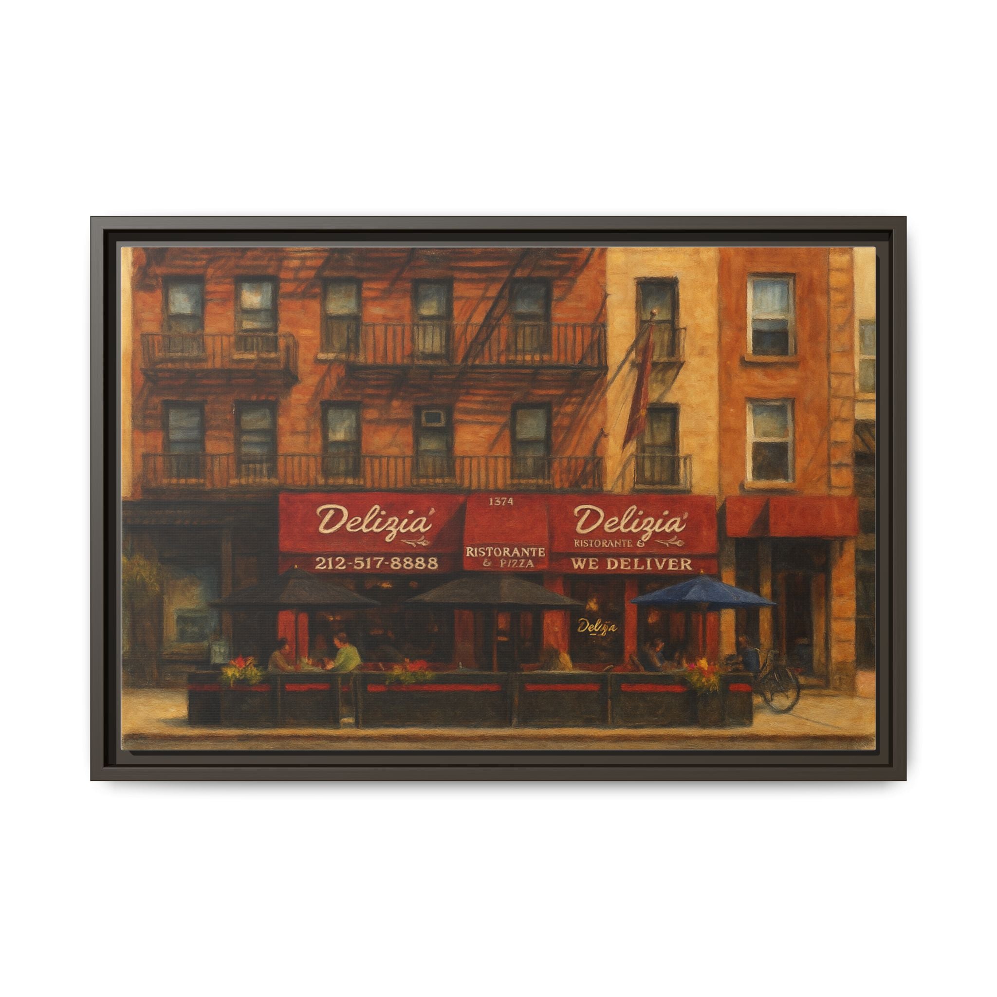 Delizia Pizza — Restaurant Print | Matte Canvas + Wooden Frame