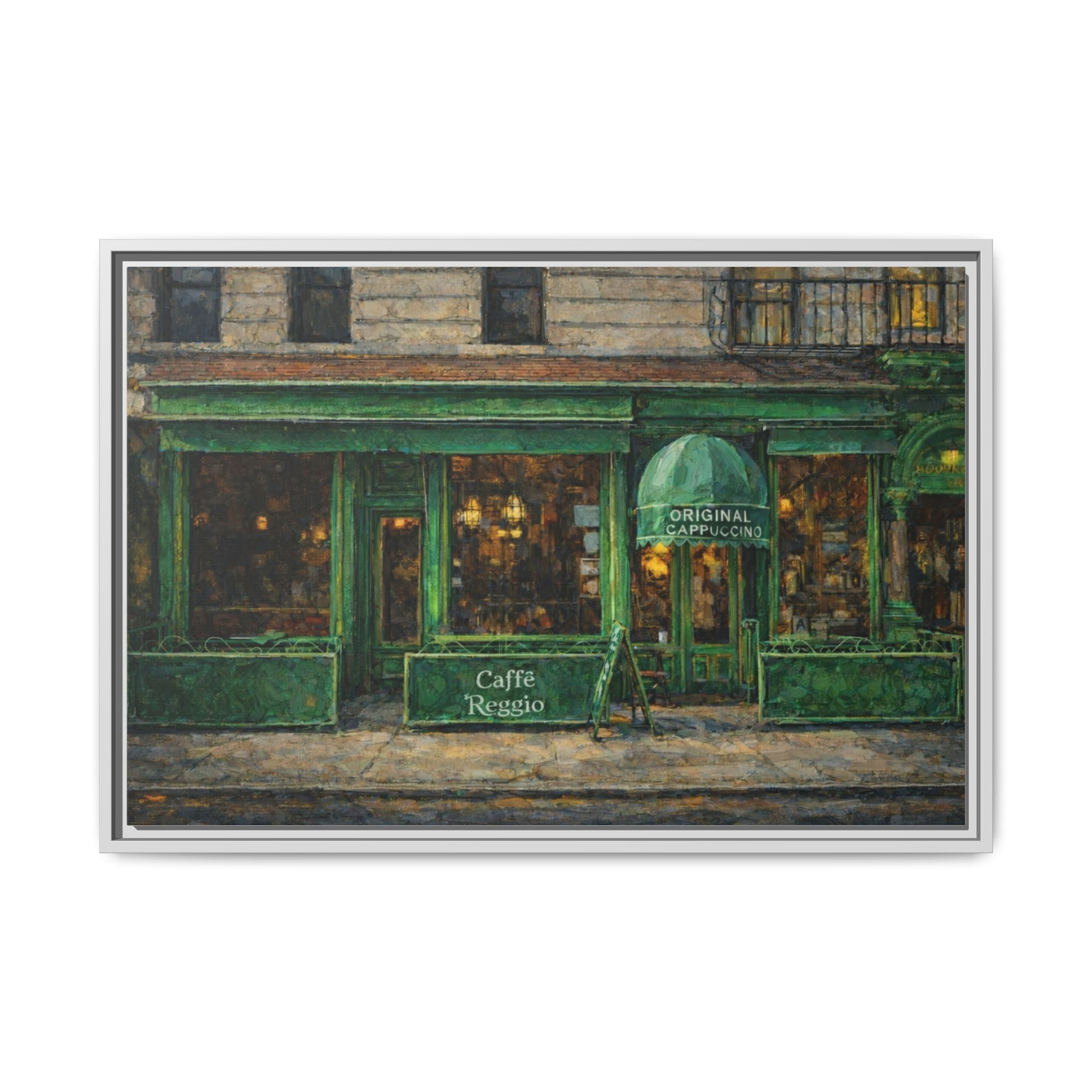 Caffe Reggio — Restaurant Print | Matte Canvas + Wooden Frame