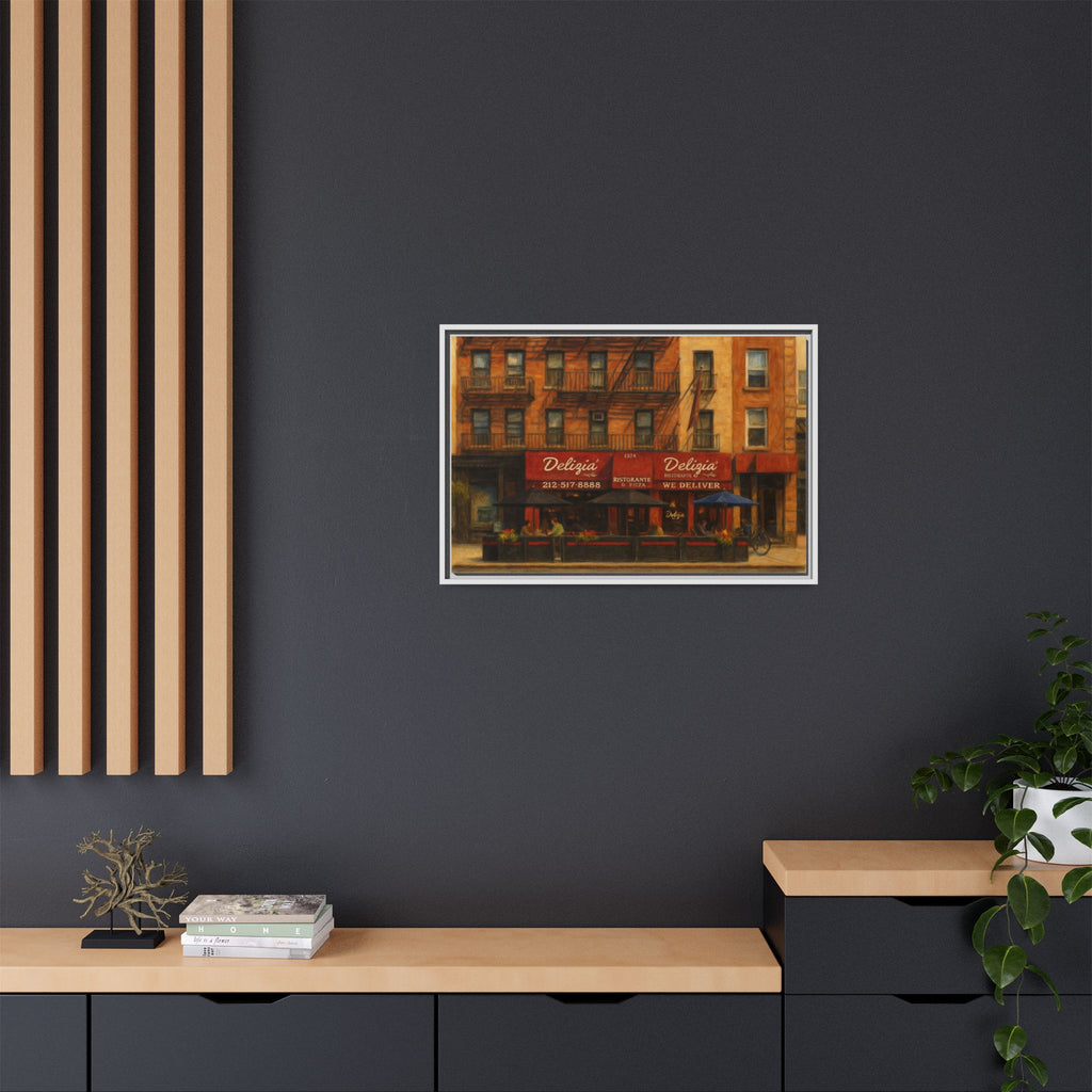 Delizia Pizza — Restaurant Print | Matte Canvas + Wooden Frame