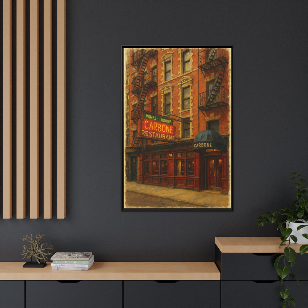 Carbone — Restaurant Print | Matte Canvas + Wooden Frame