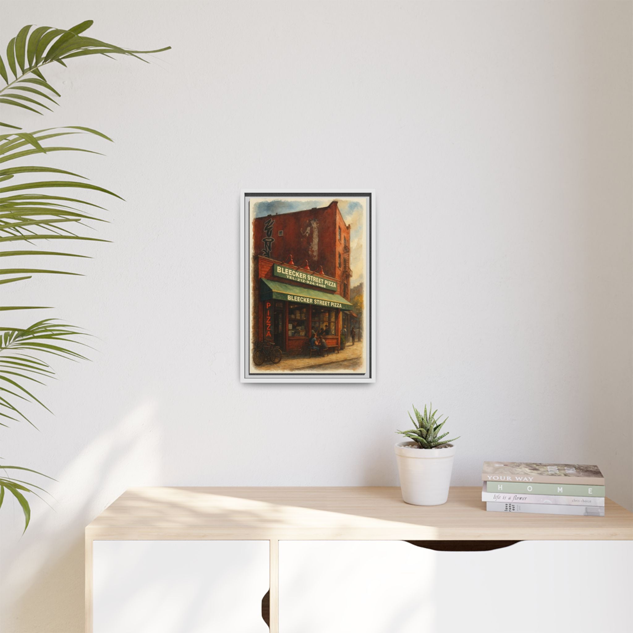 Bleecker Street Pizza — Restaurant Print | Matte Canvas + Wooden Frame