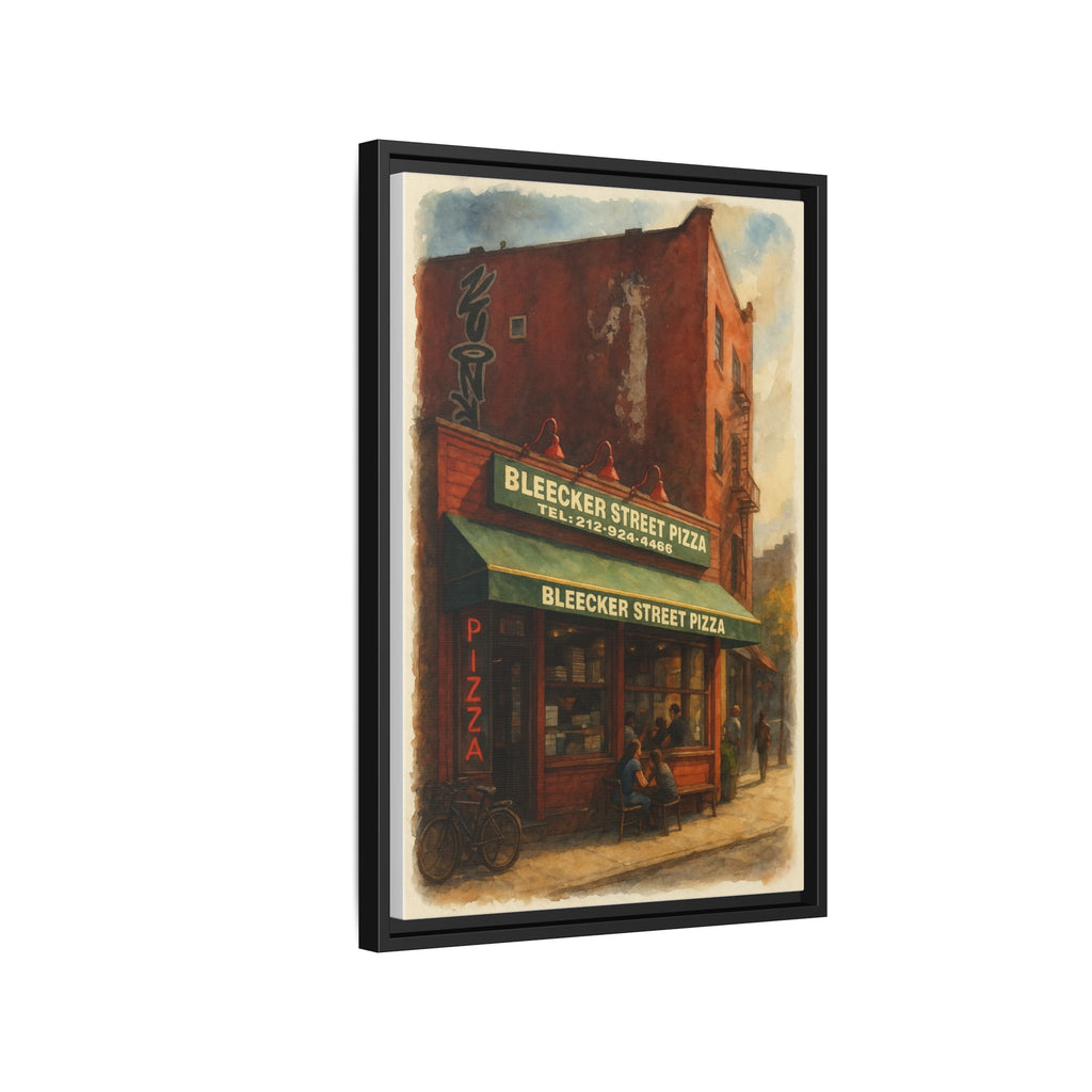 Bleecker Street Pizza — Restaurant Print | Matte Canvas + Wooden Frame