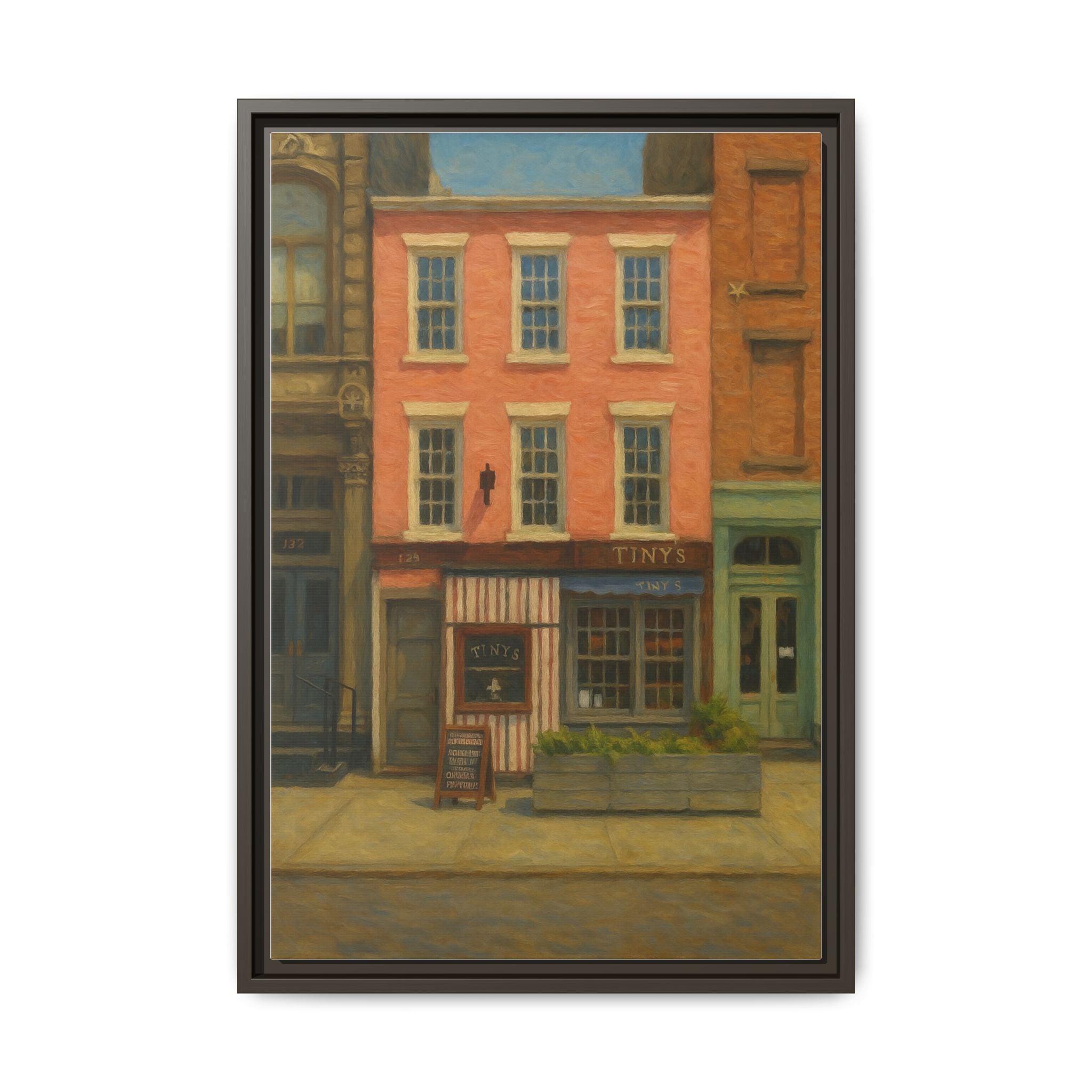 Tiny's & The Bar Upstairs — Restaurant Print | Matte Canvas + Wooden Frame