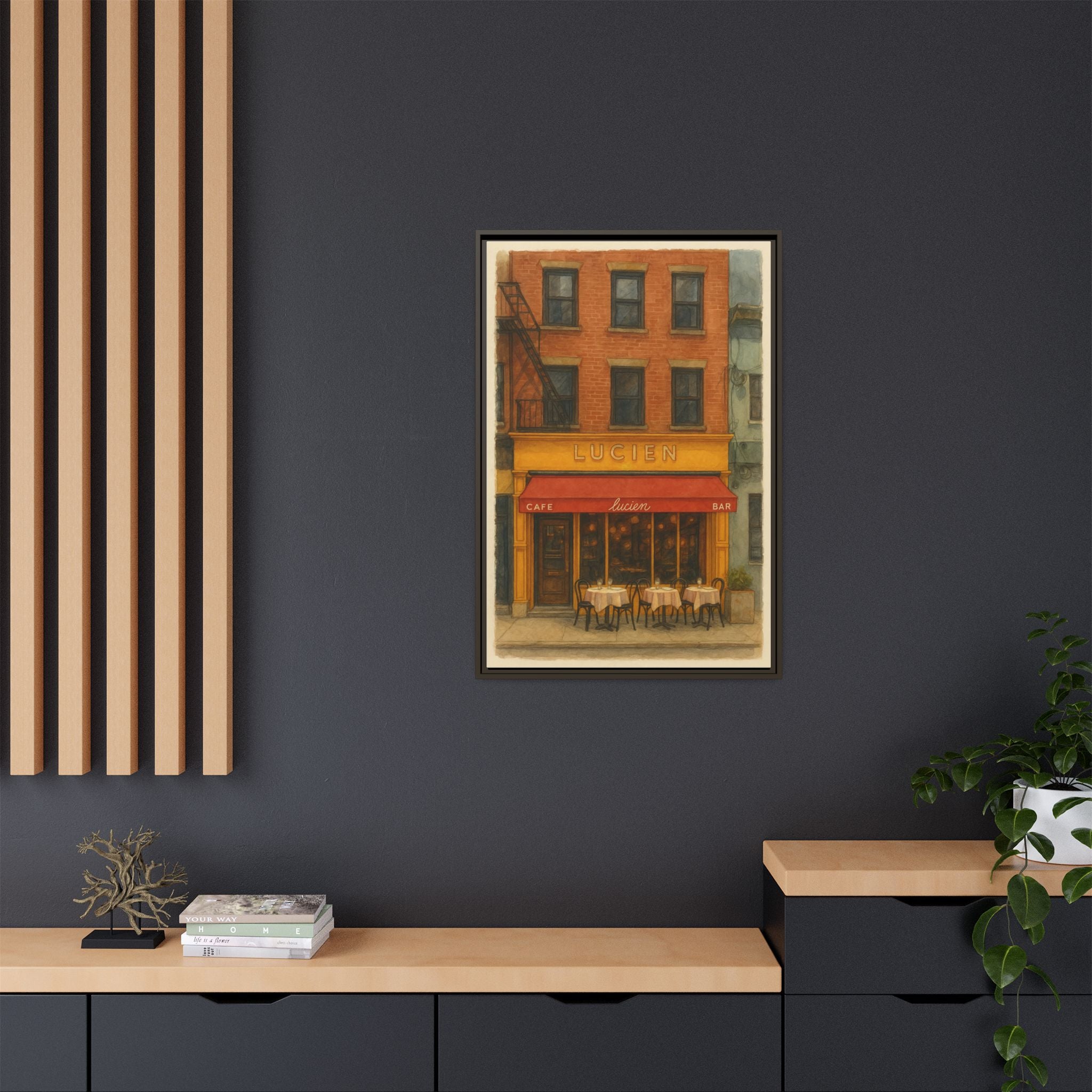 Lucien Restaurant — Restaurant Print | Matte Canvas + Wooden Frame