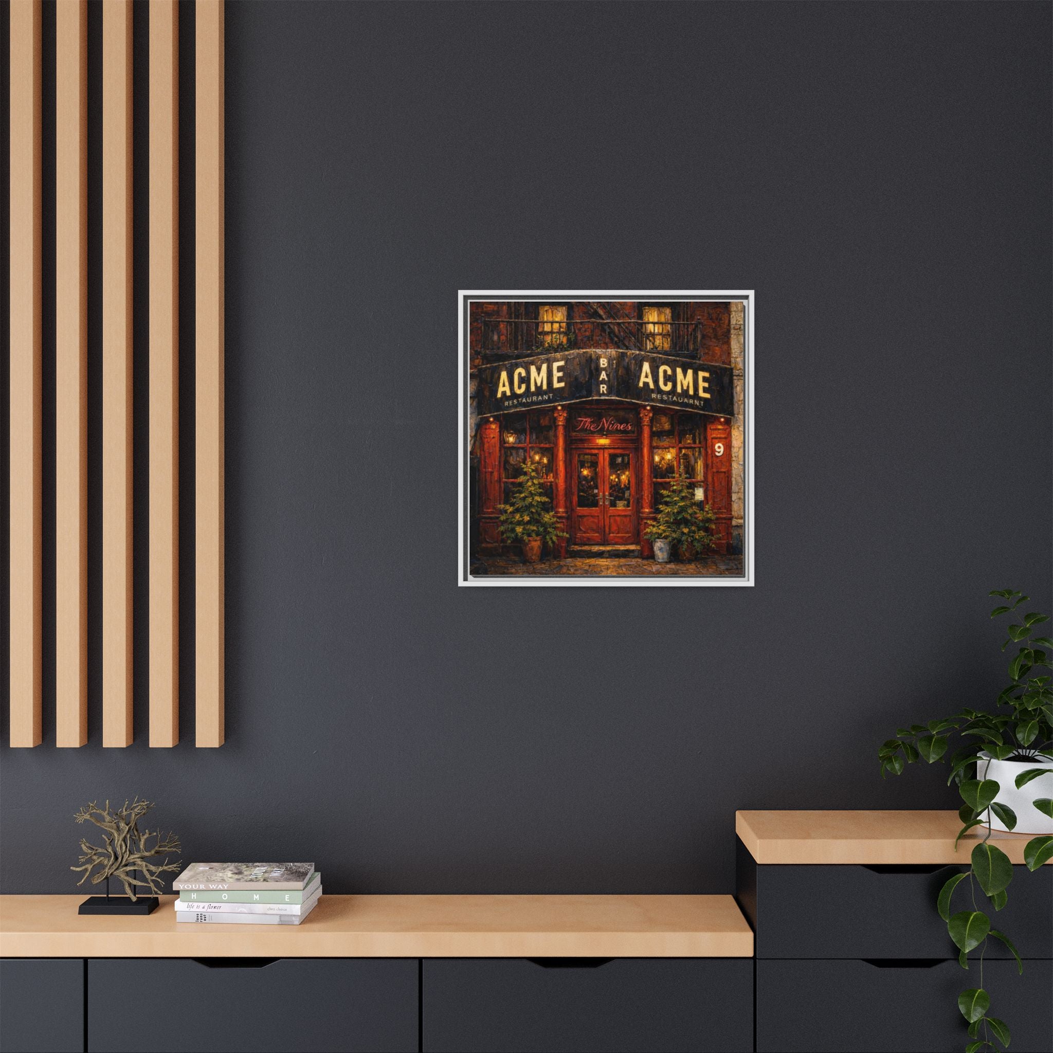 The Nines — Restaurant Print | Matte Canvas + Wooden Frame
