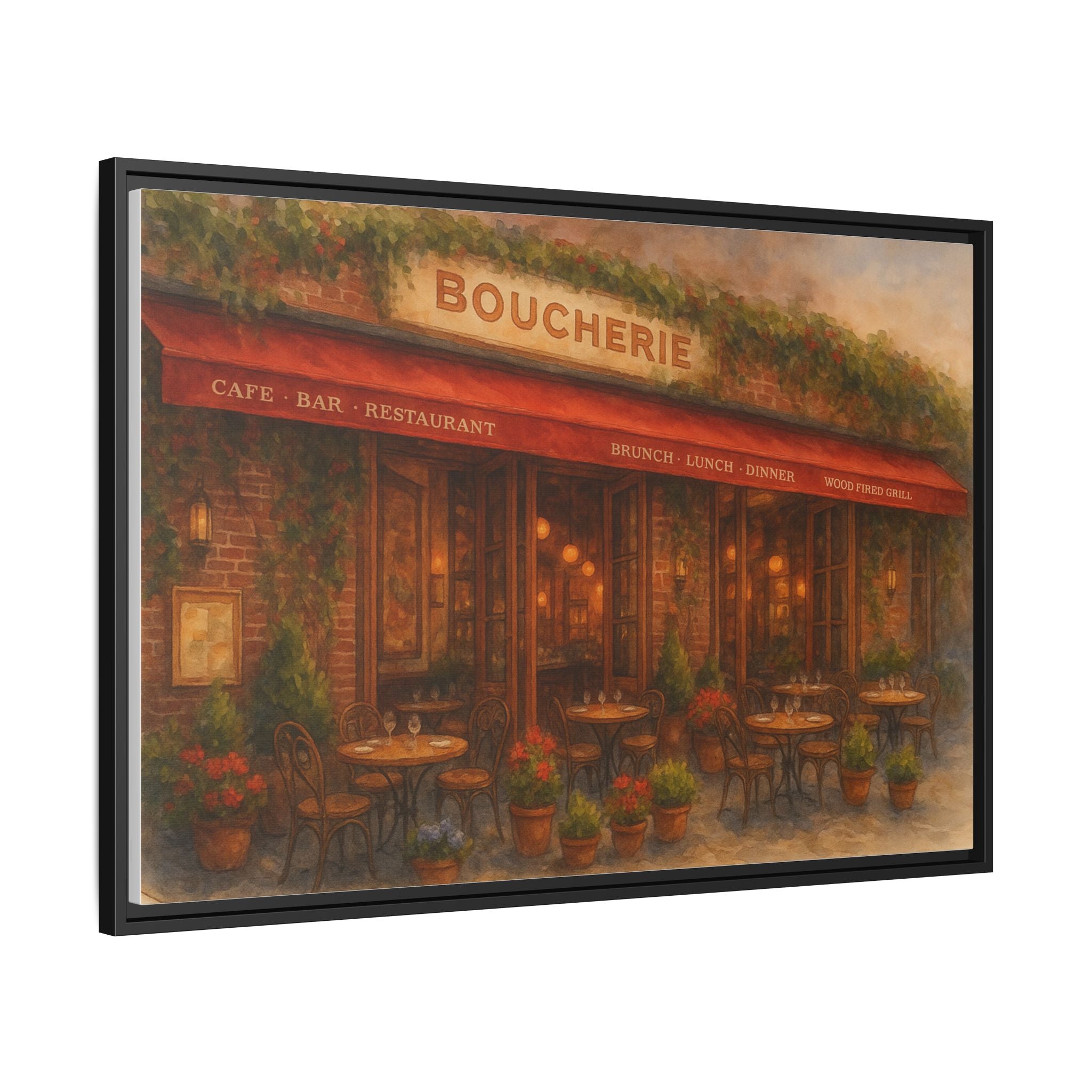 Boucherie — Restaurant Print | Matte Canvas + Wooden Frame