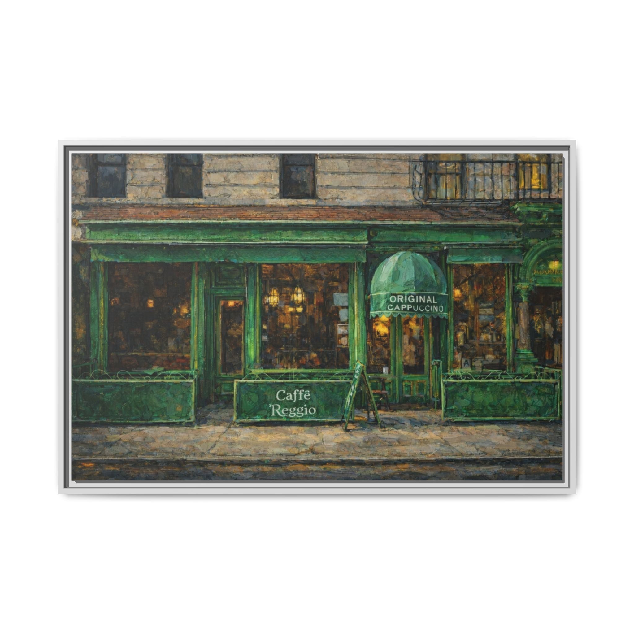 Caffe Reggio — Restaurant Print | Matte Canvas + Wooden Frame