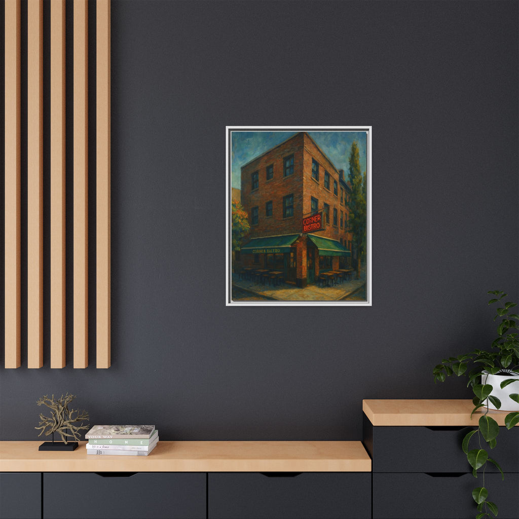 Corner Bistro  — Restaurant Print | Matte Canvas + Wooden Frame