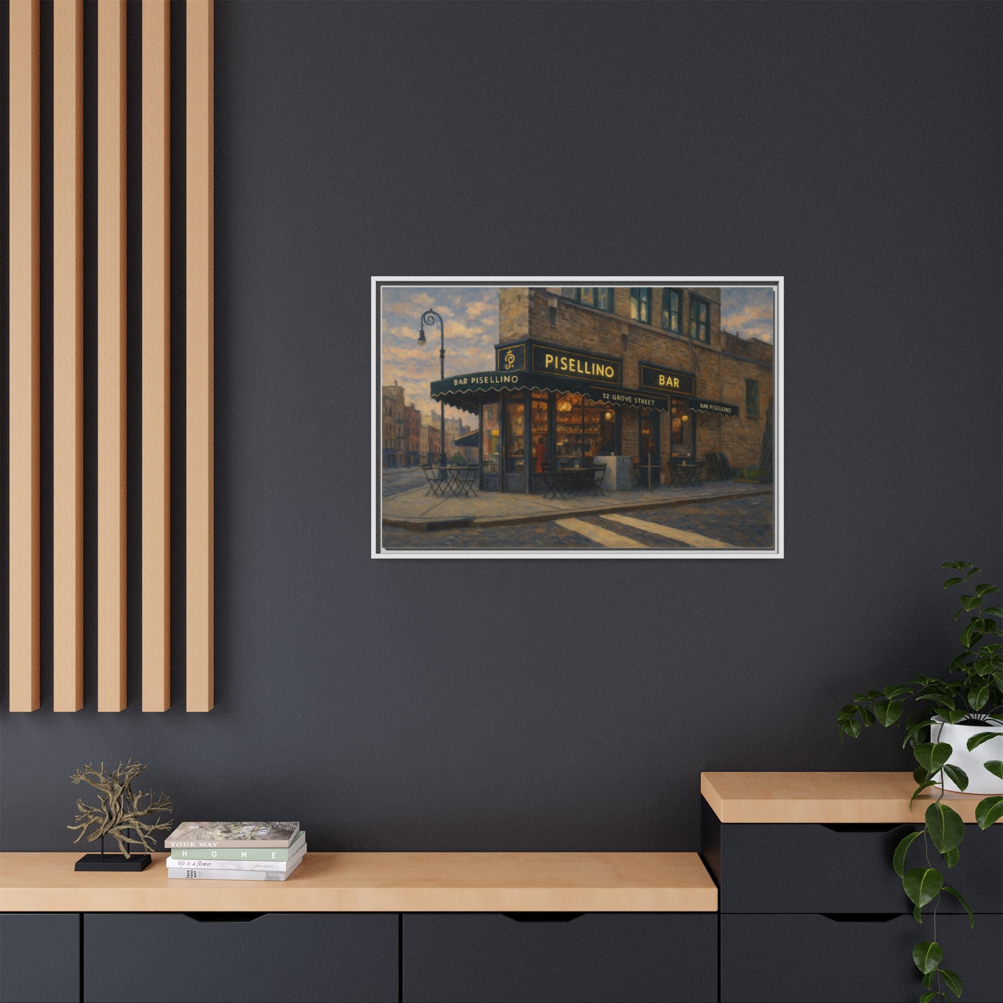 Bar Pisellino — Restaurant Print | Matte Canvas + Wooden Frame