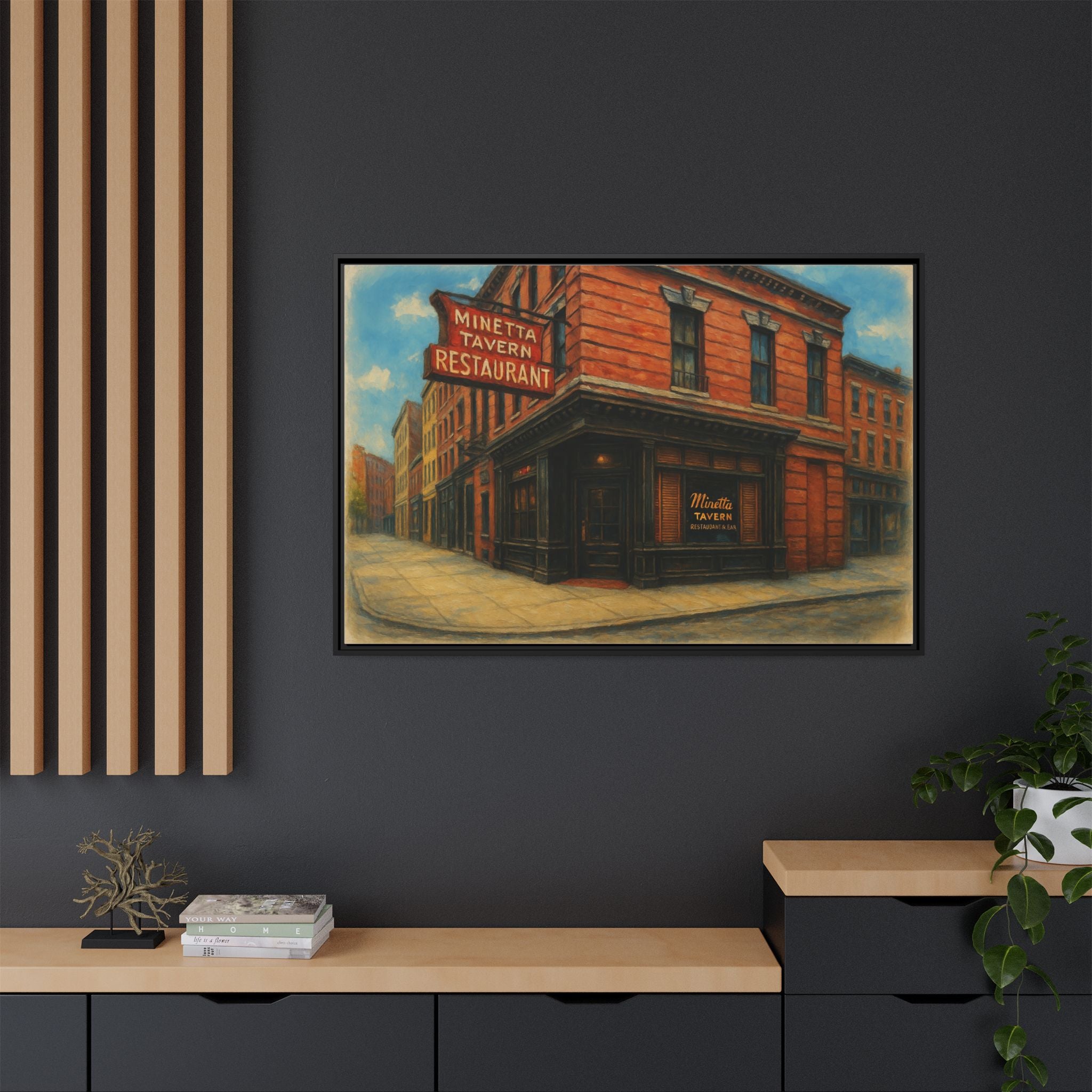 Minetta Tavern — Restaurant Print | Matte Canvas + Wooden Frame