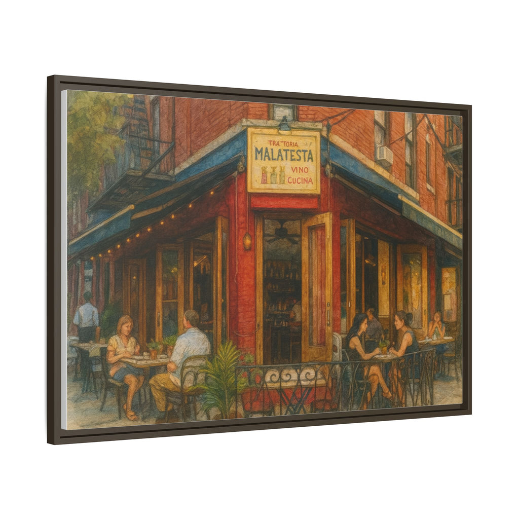 Malatesta Trattoria — Restaurant Print | Matte Canvas + Wooden Frame