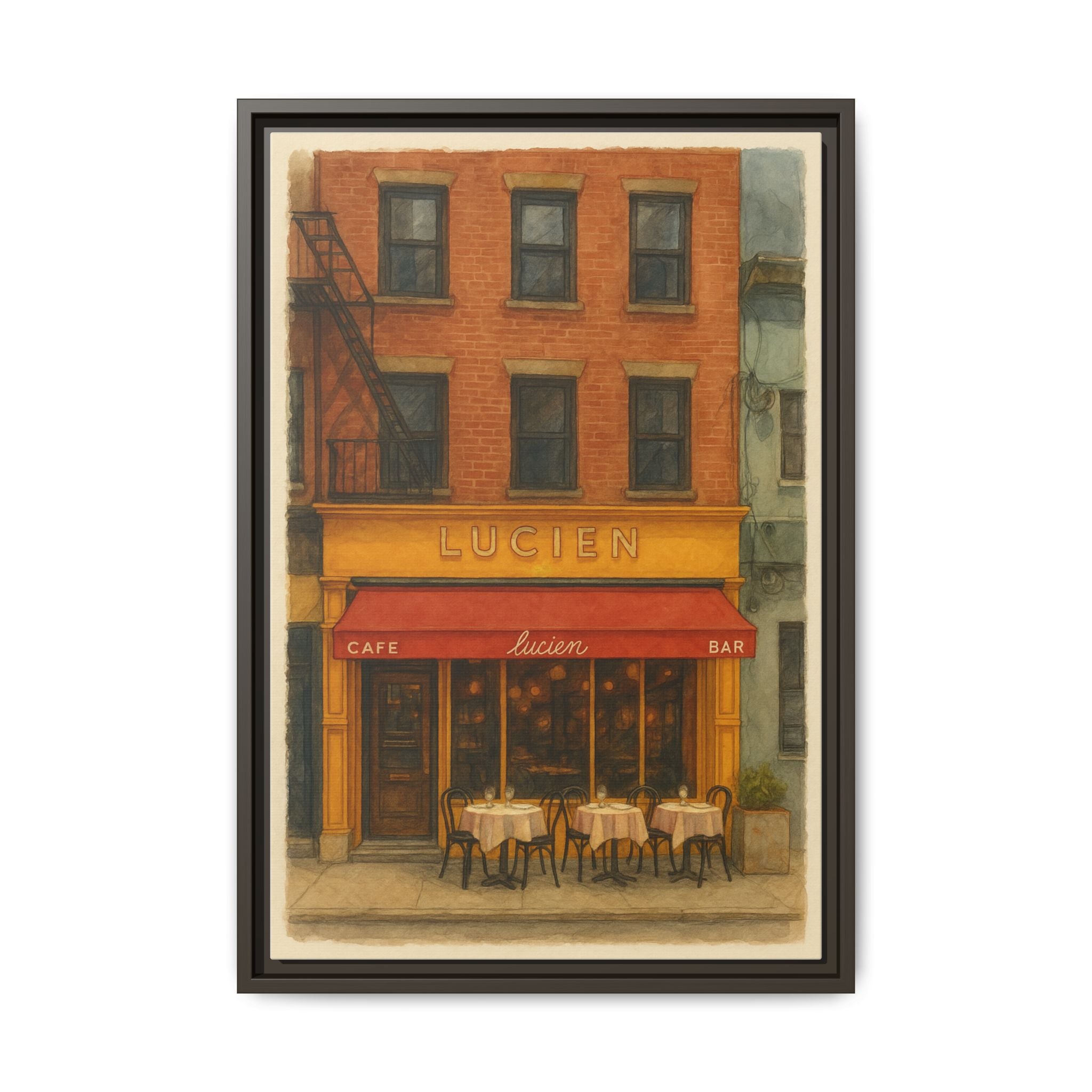 Lucien Restaurant — Restaurant Print | Matte Canvas + Wooden Frame