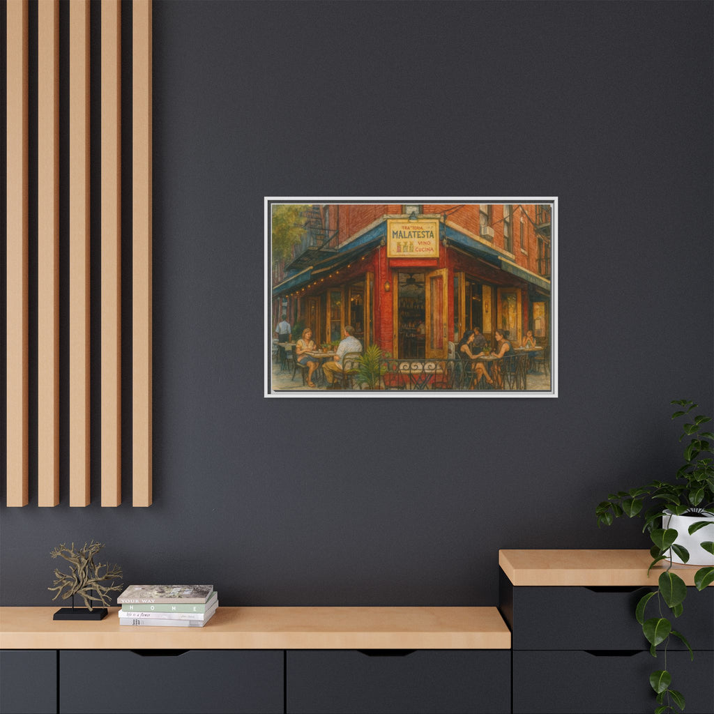 Malatesta Trattoria — Restaurant Print | Matte Canvas + Wooden Frame