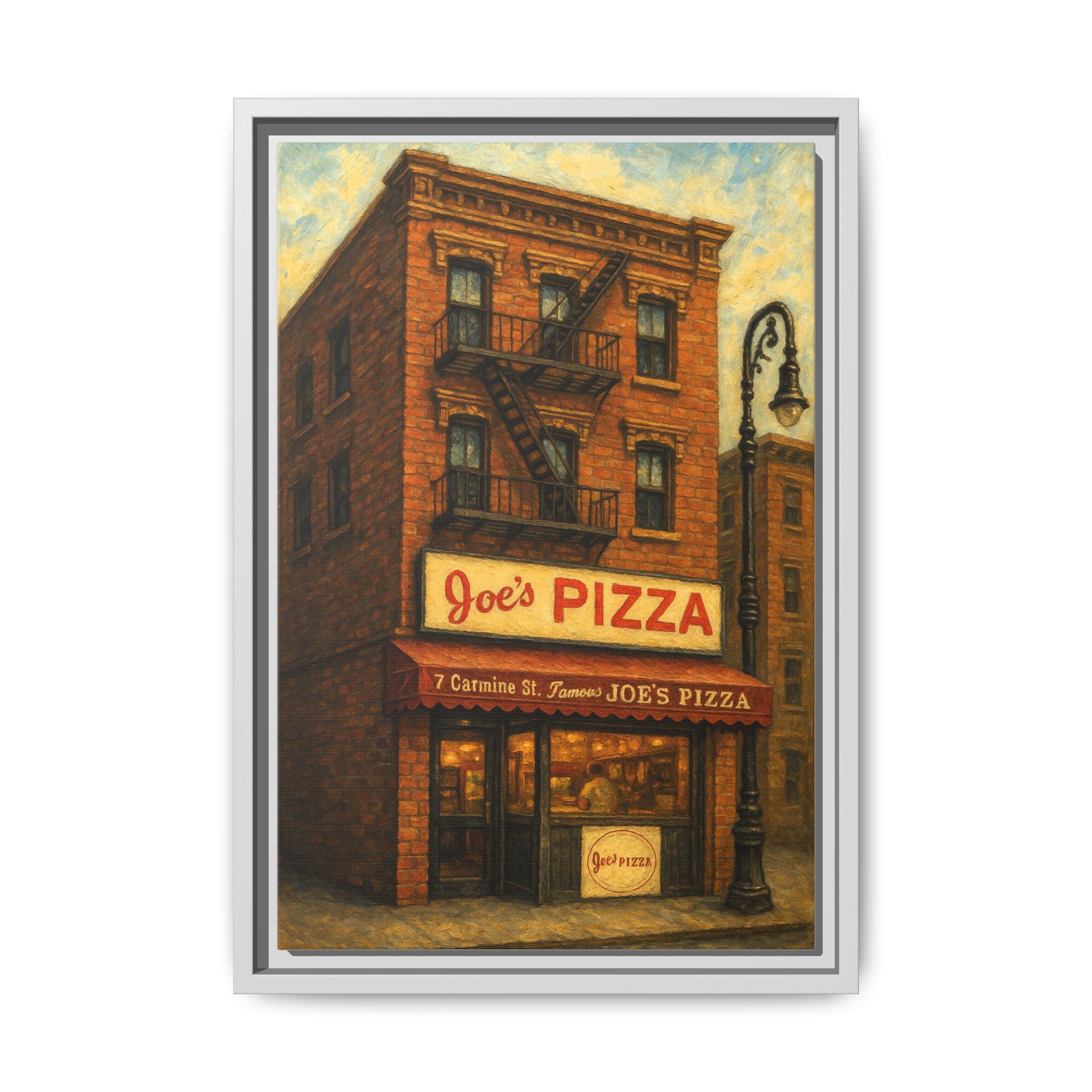 Joe's Pizza nostalgic restaurant painting NYC dining art