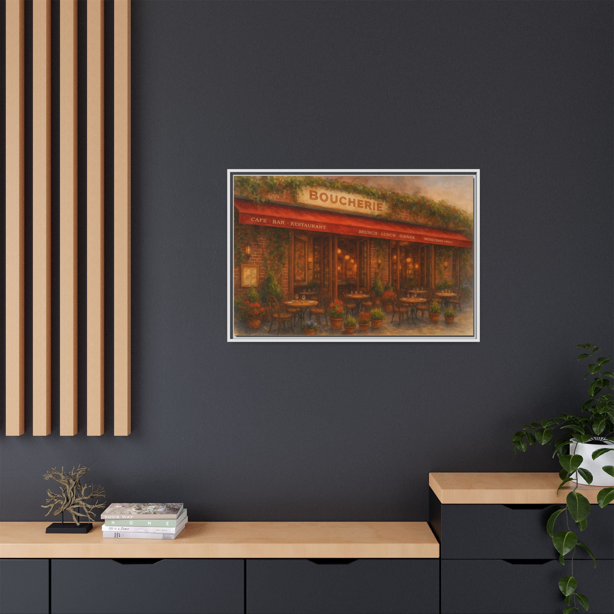 Boucherie — Restaurant Print | Matte Canvas + Wooden Frame