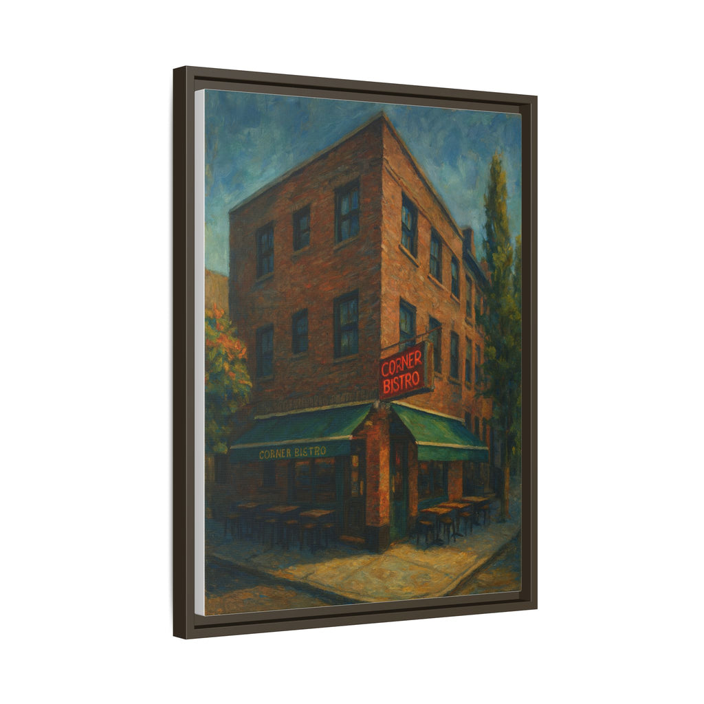 Corner Bistro  — Restaurant Print | Matte Canvas + Wooden Frame