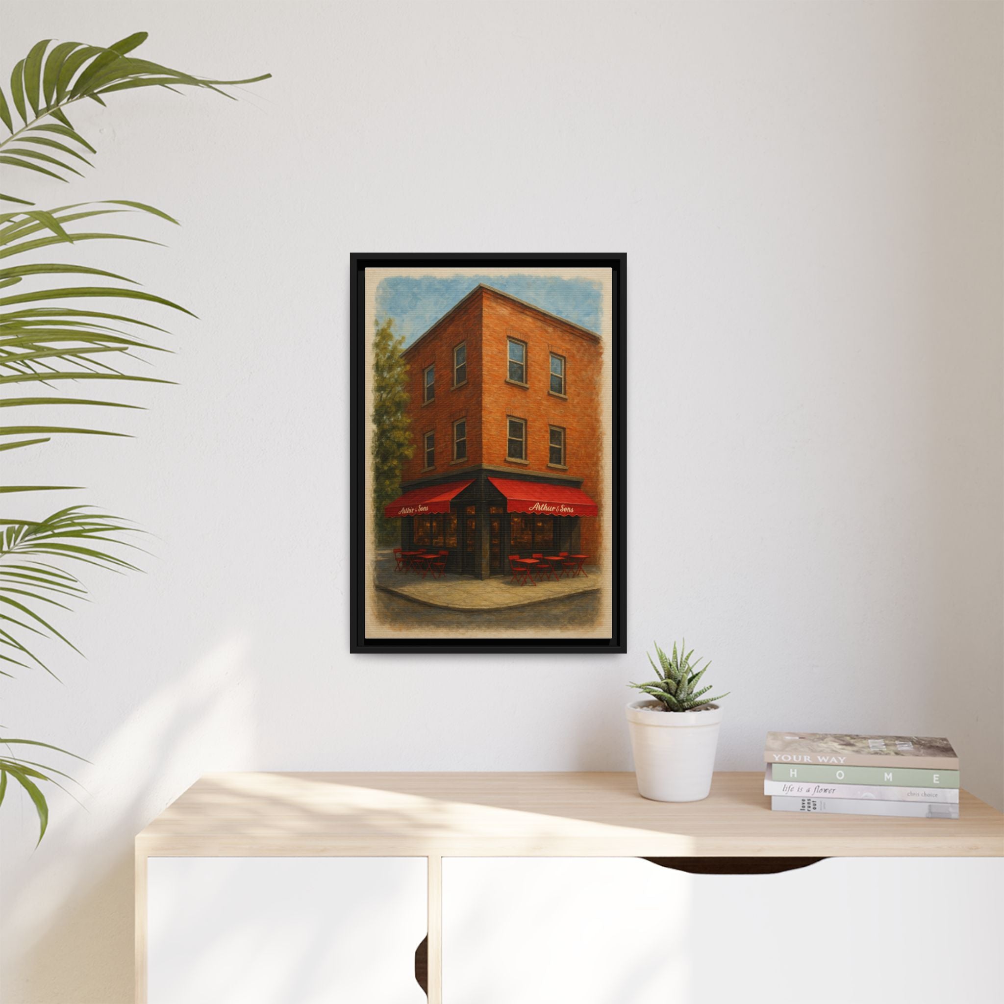 Arthur and Sons — Restaurant Print | Matte Canvas + Wooden Frame