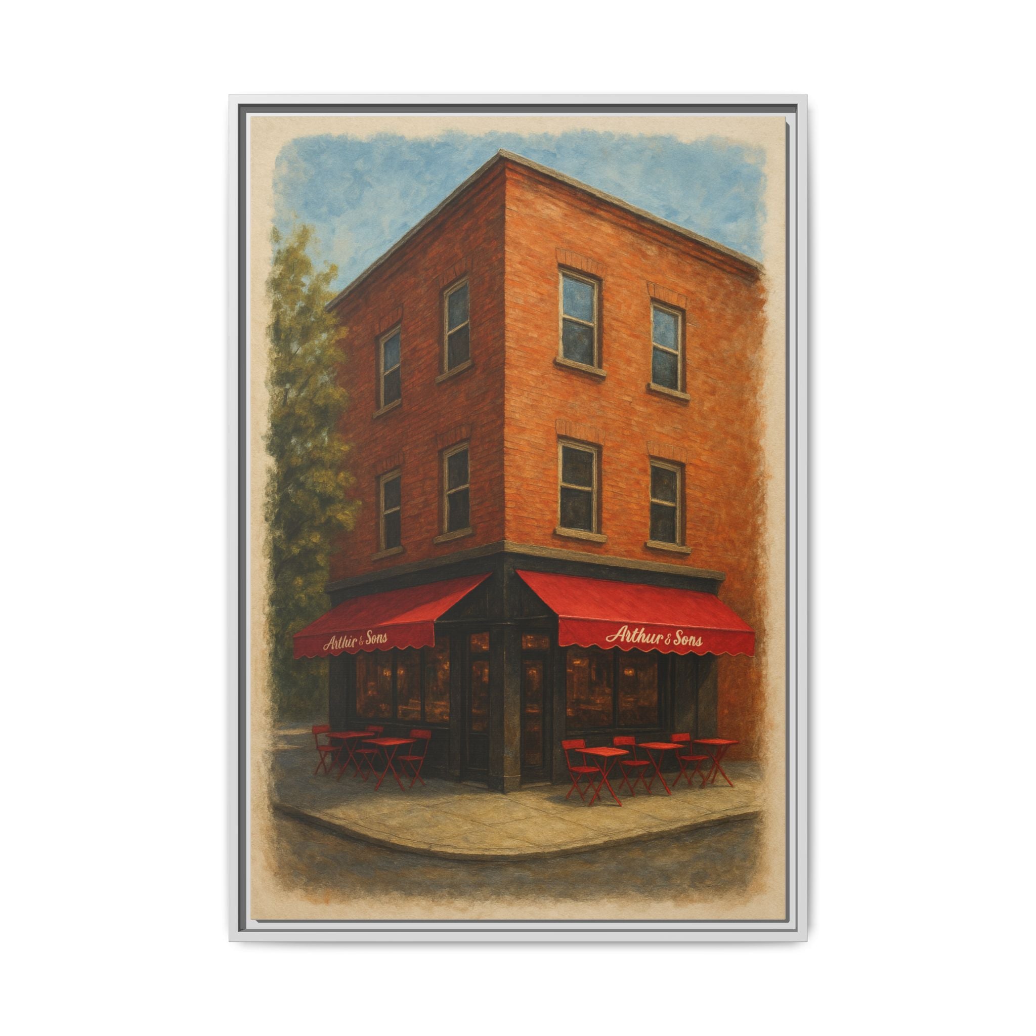 Arthur and Sons — Restaurant Print | Matte Canvas + Wooden Frame