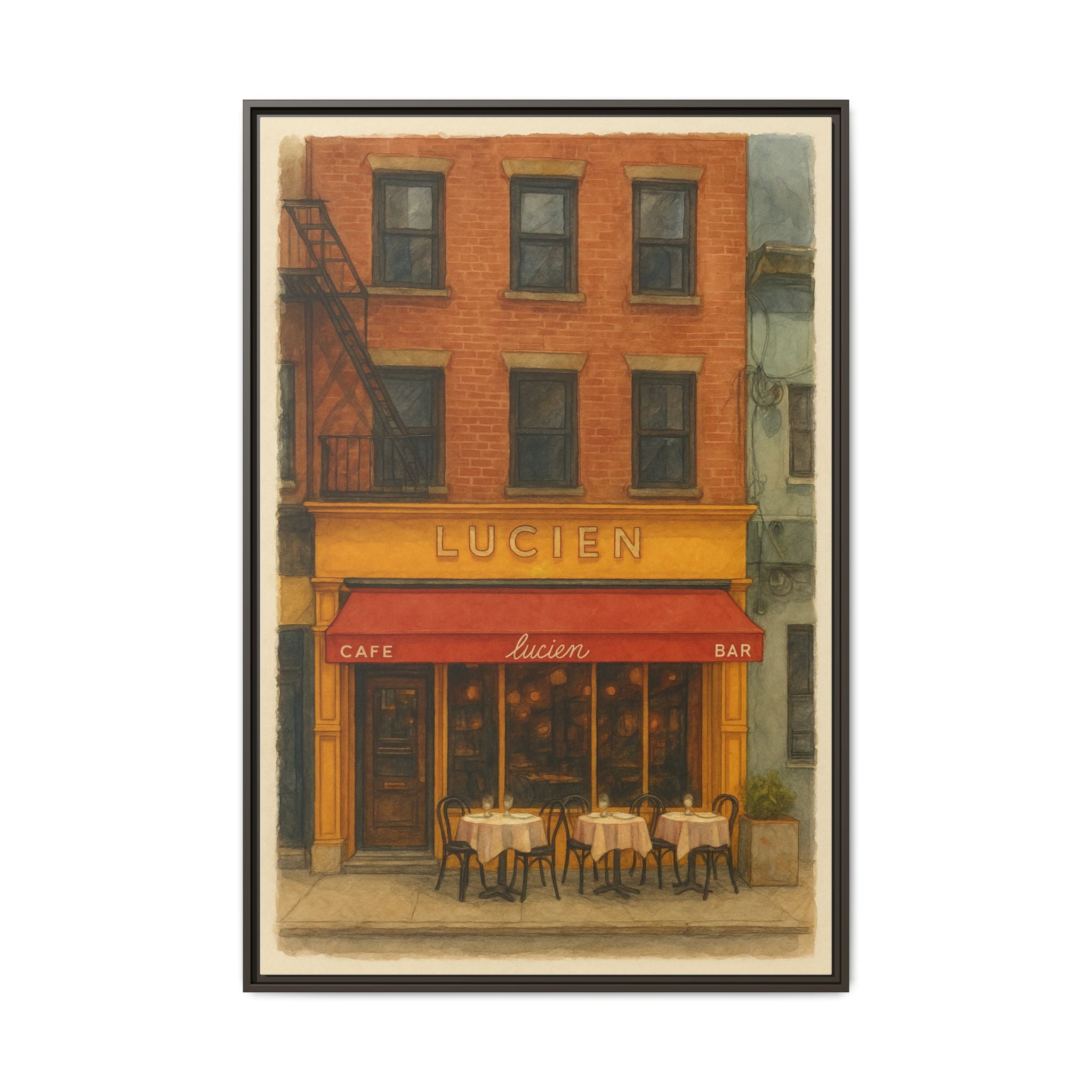 Lucien Restaurant — Restaurant Print | Matte Canvas + Wooden Frame