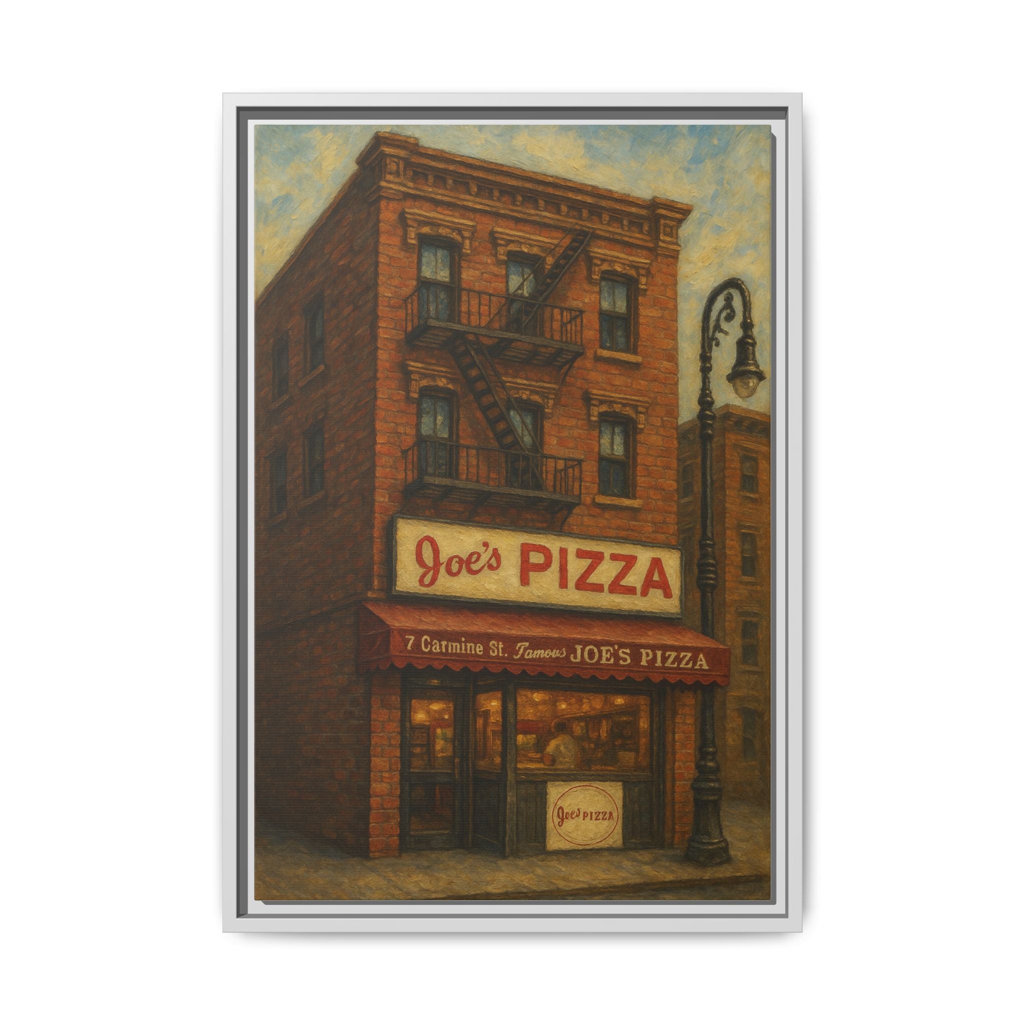 Joe's Pizza — Restaurant Print | Matte Canvas + Wooden Frame