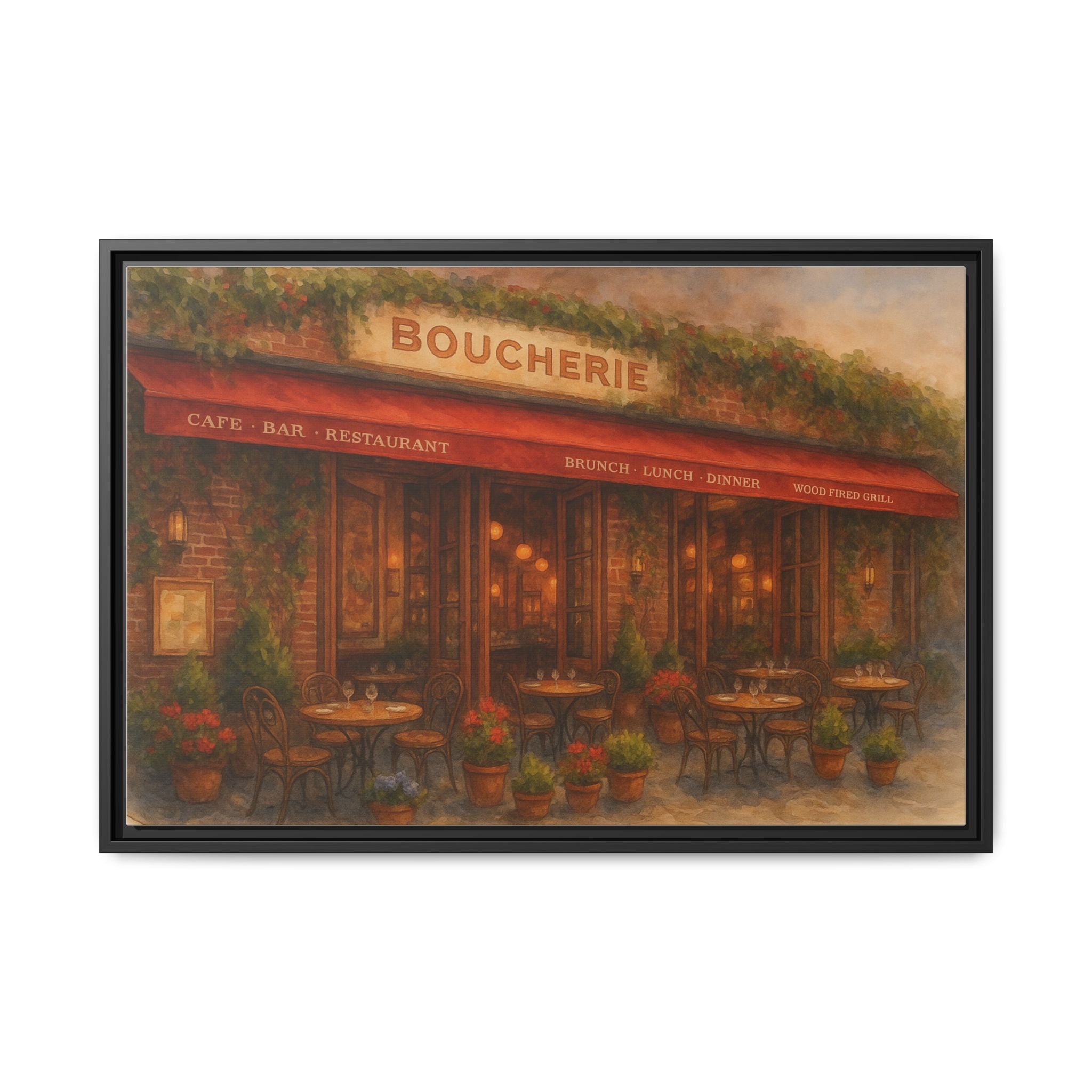 Boucherie — Restaurant Print | Matte Canvas + Wooden Frame