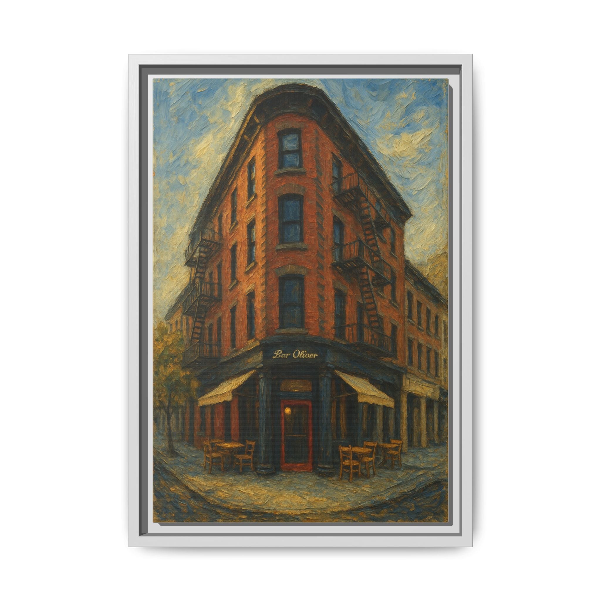 Bar Oliver — Restaurant Print | Matte Canvas + Wooden Frame