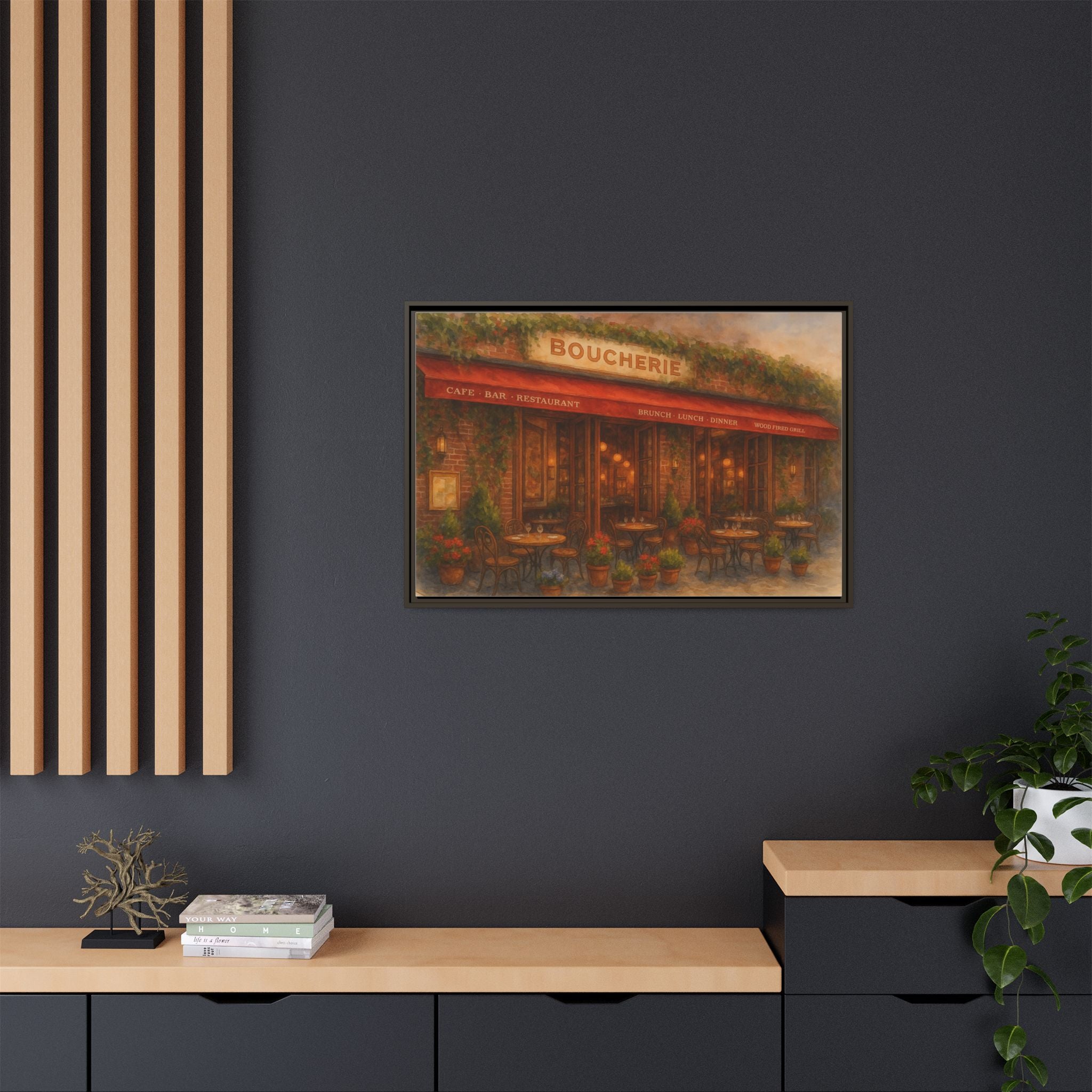 Boucherie — Restaurant Print | Matte Canvas + Wooden Frame