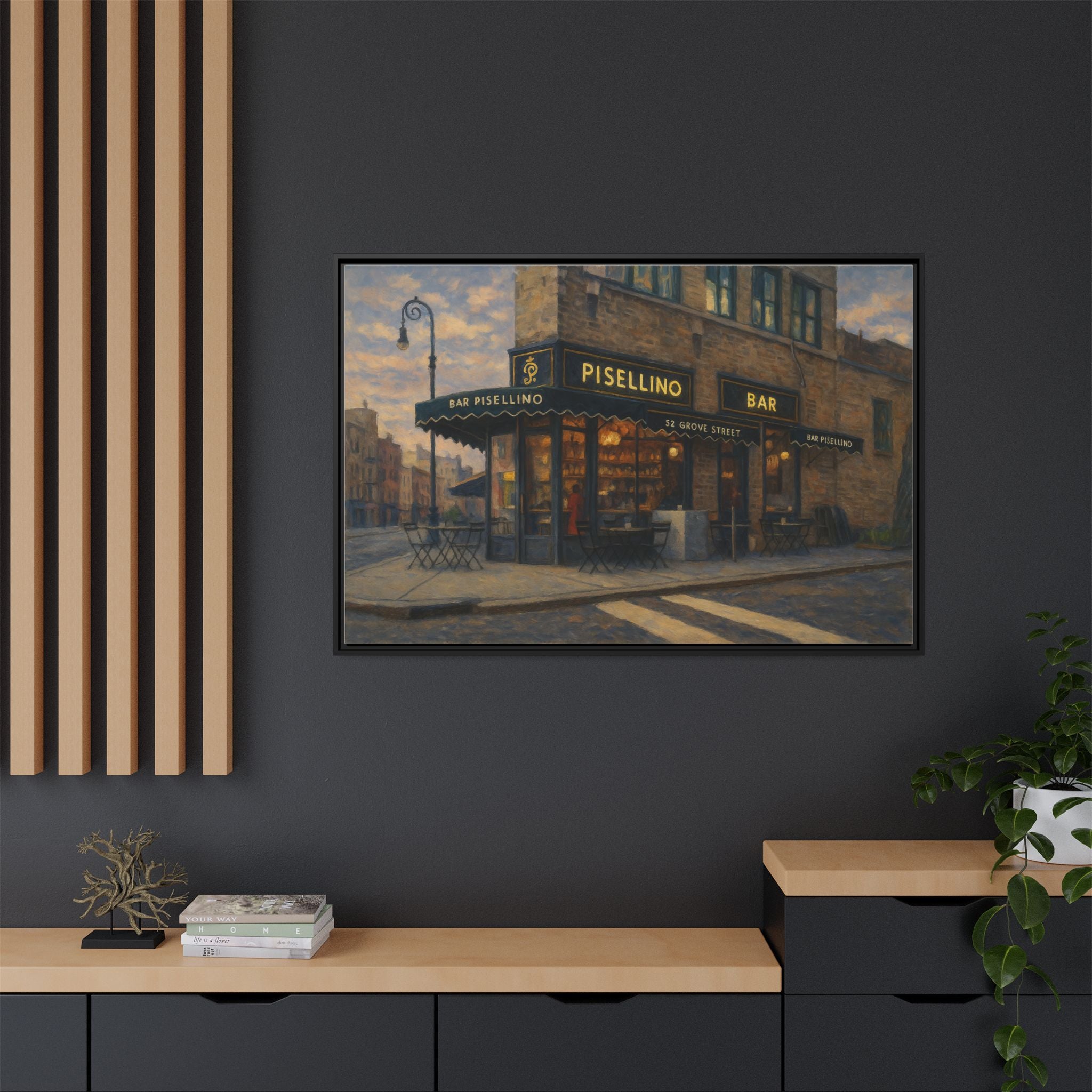 Bar Pisellino — Restaurant Print | Matte Canvas + Wooden Frame