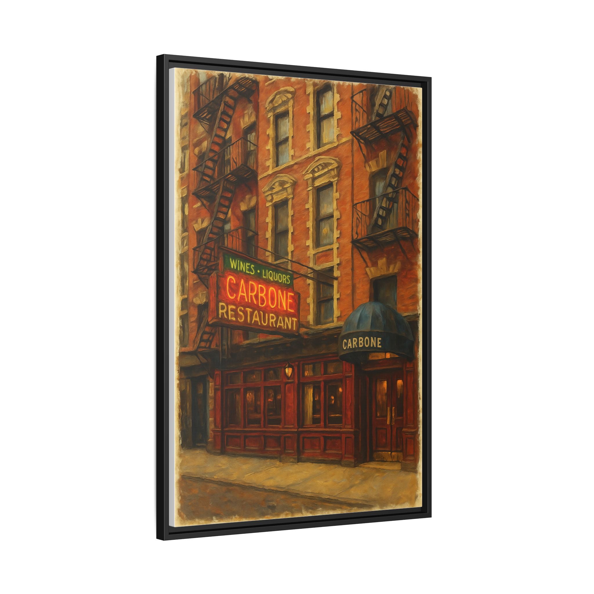 Carbone — Restaurant Print | Matte Canvas + Wooden Frame