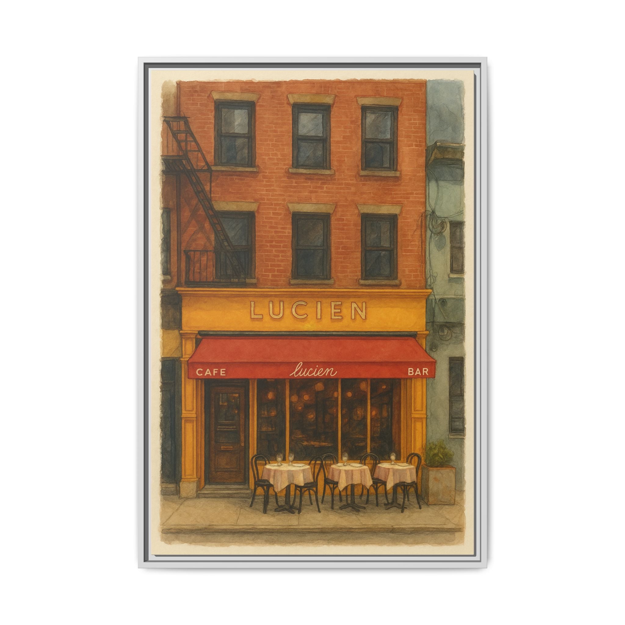 Lucien Restaurant — Restaurant Print | Matte Canvas + Wooden Frame