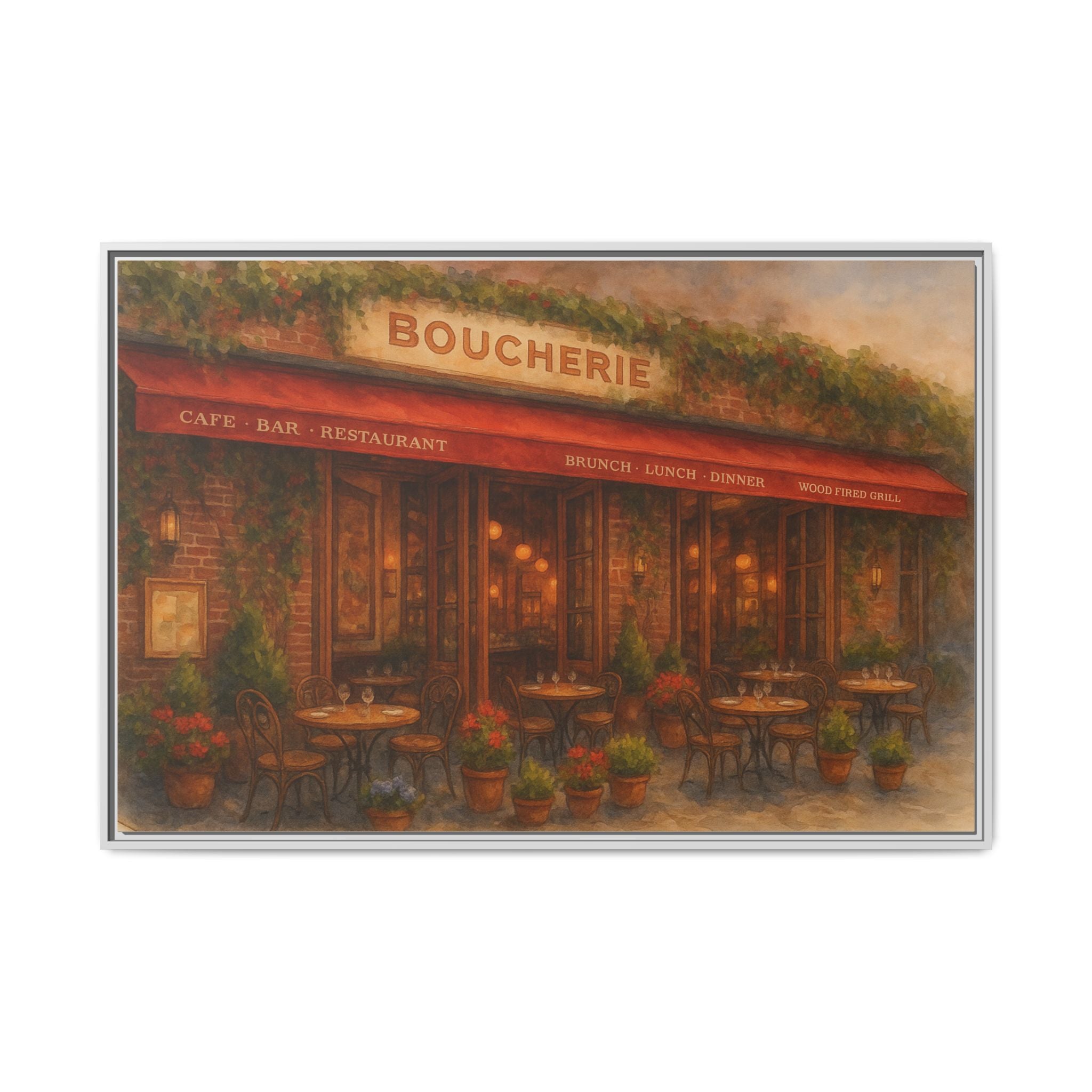 Boucherie — Restaurant Print | Matte Canvas + Wooden Frame