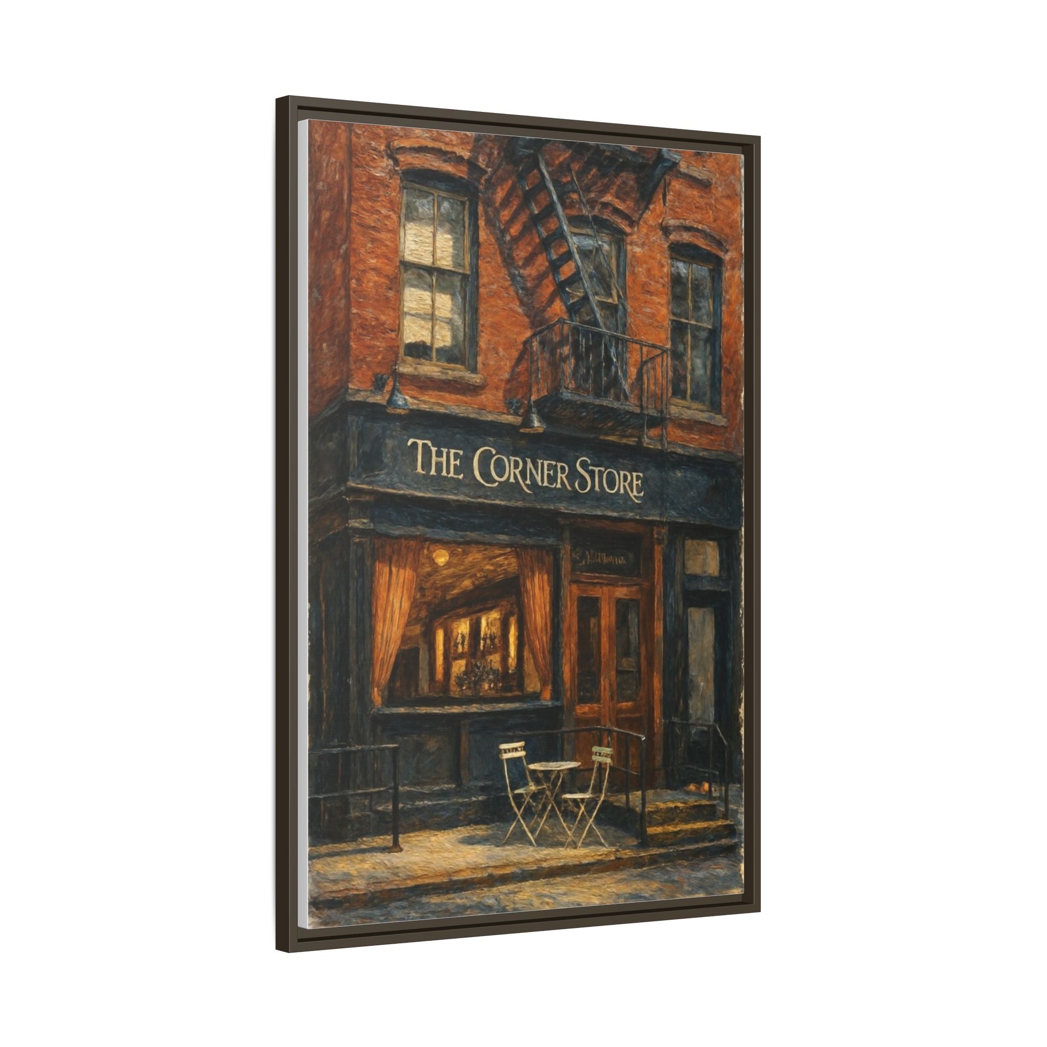 The Corner Store — Restaurant Print | Matte Canvas + Wooden Frame