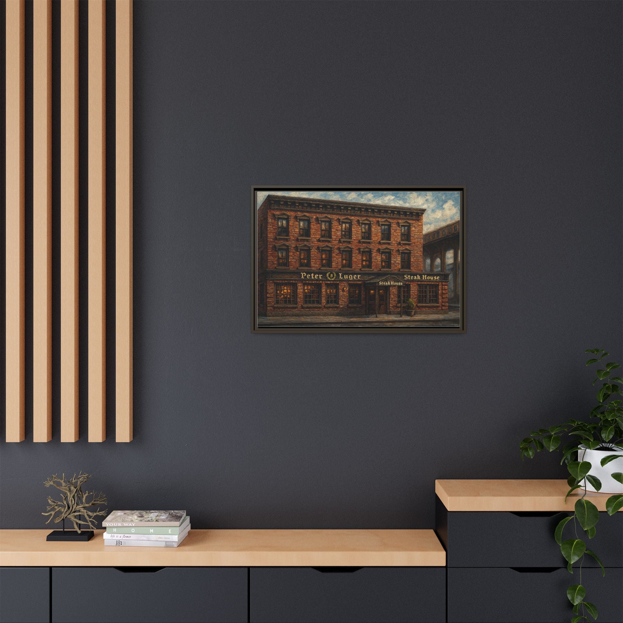 Peter Luger Steakhouse — Restaurant Print | Matte Canvas + Wooden Frame