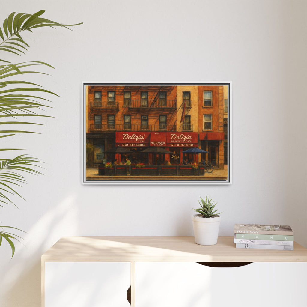 Delizia Pizza — Restaurant Print | Matte Canvas + Wooden Frame