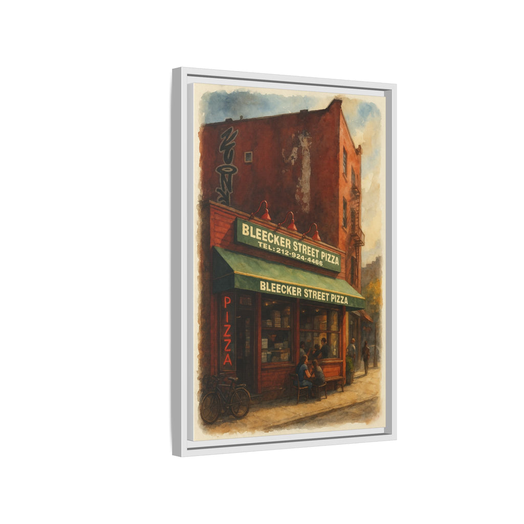 Bleecker Street Pizza — Restaurant Print | Matte Canvas + Wooden Frame