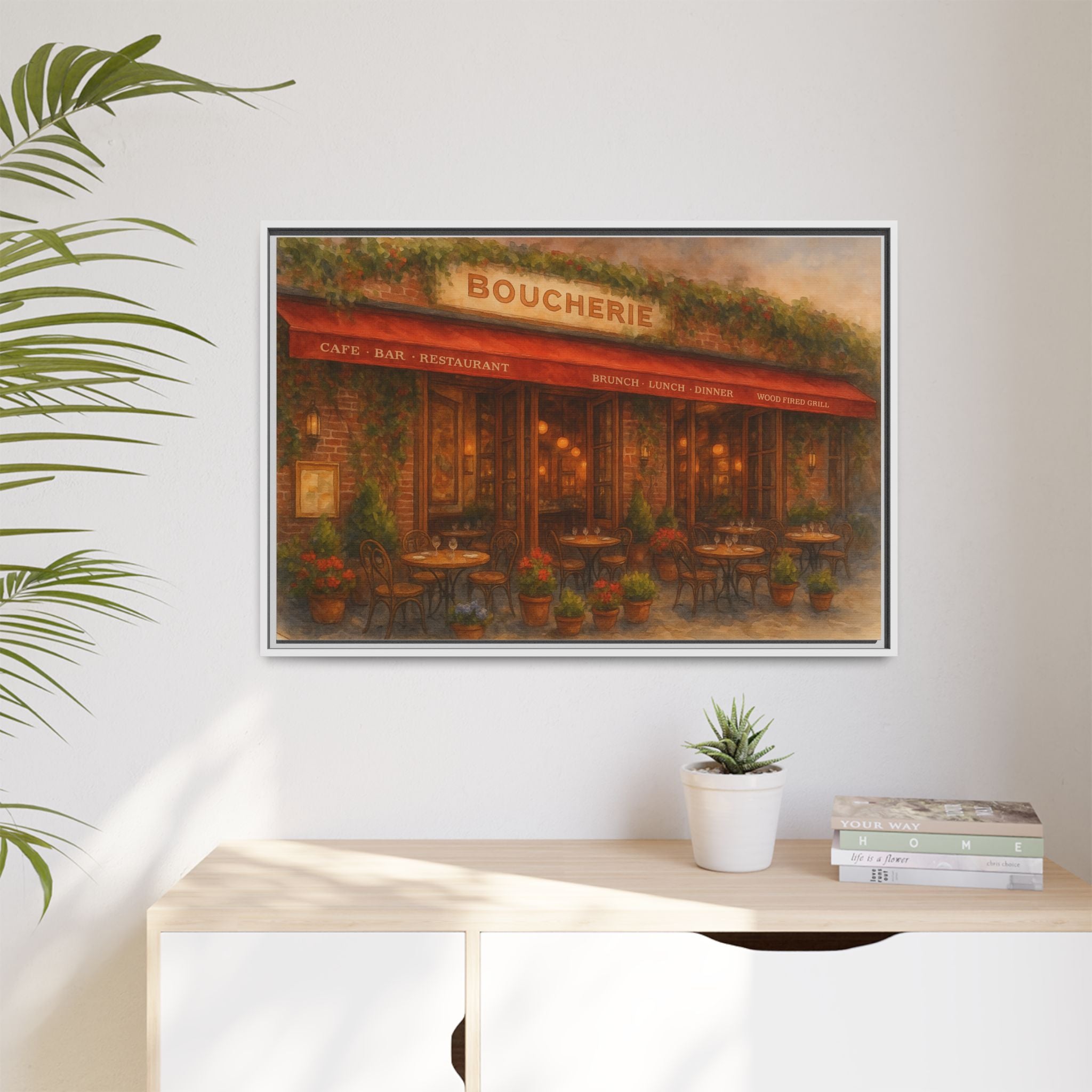 Boucherie — Restaurant Print | Matte Canvas + Wooden Frame