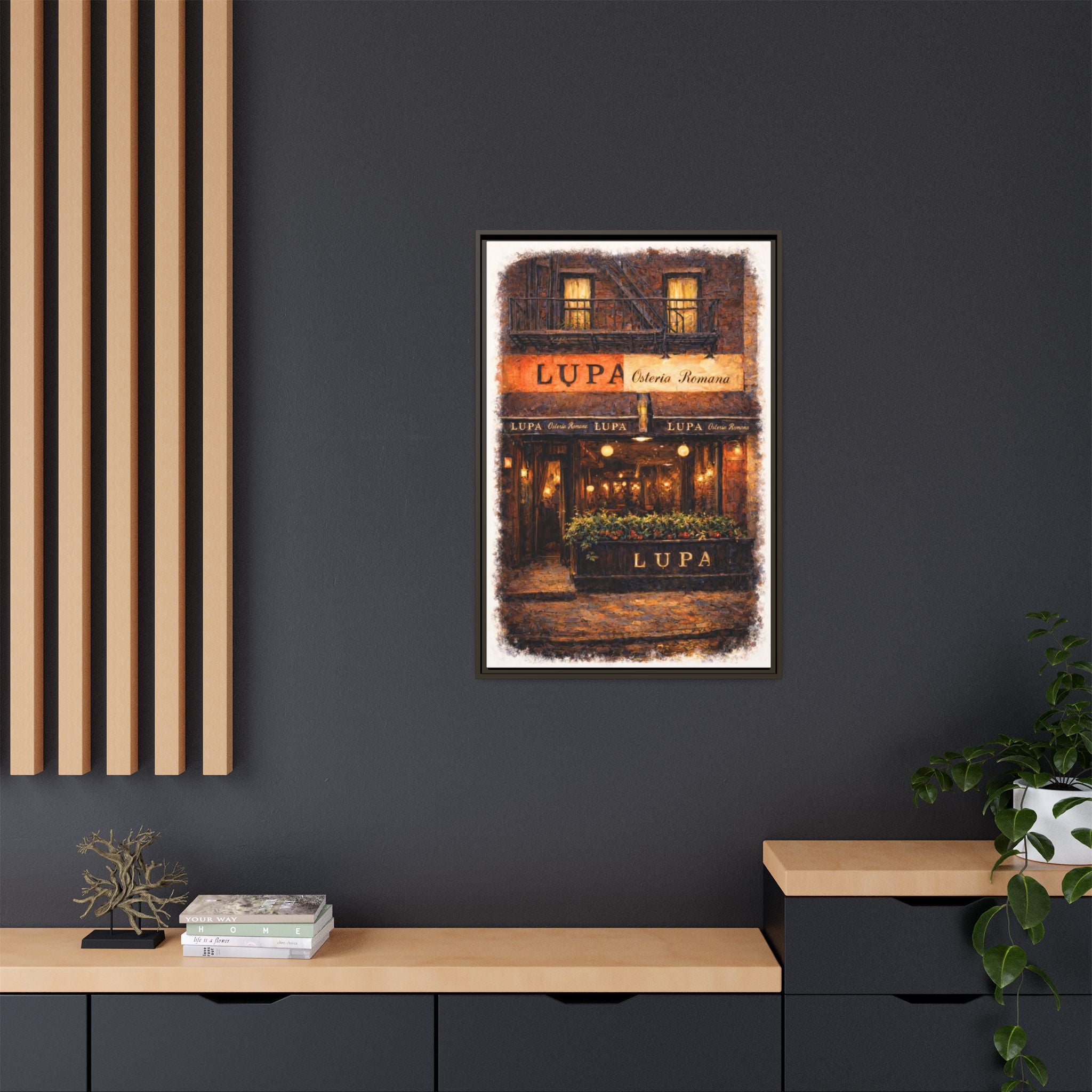 Lupa Osteria Romana — Restaurant Print | Matte Canvas + Wooden Frame