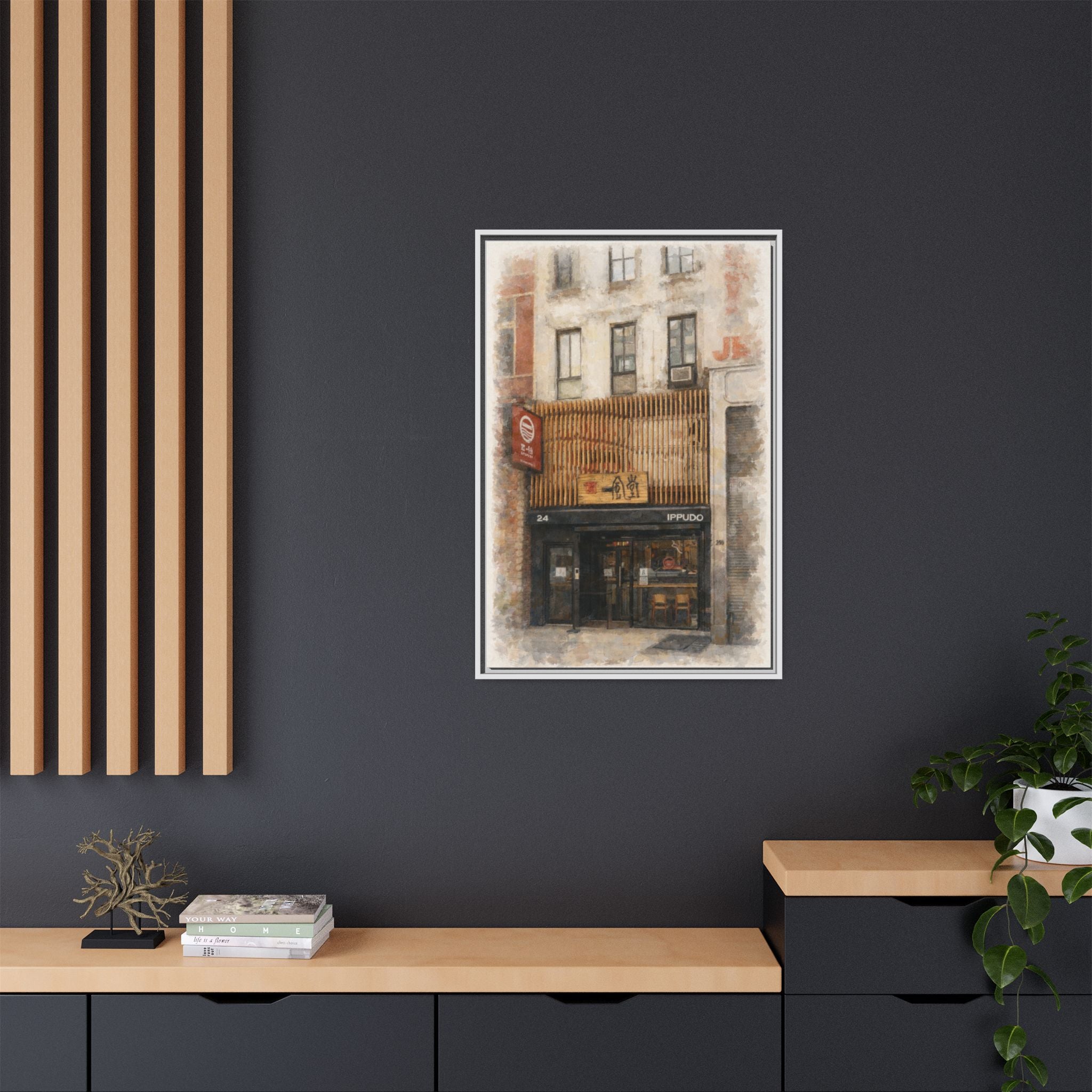 Ippudo framed artwork NYC restaurant nostalgic wall art