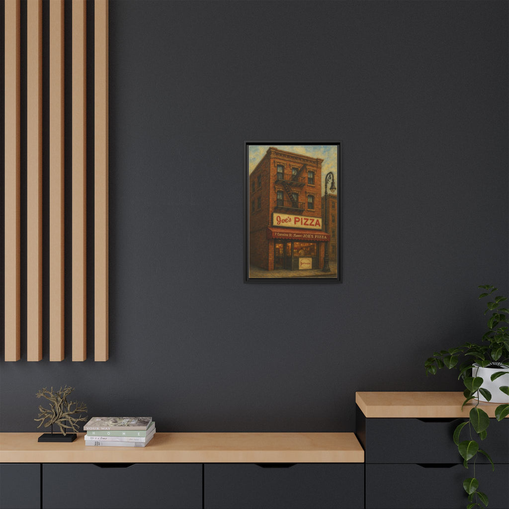 Joe's Pizza — Restaurant Print | Matte Canvas + Wooden Frame