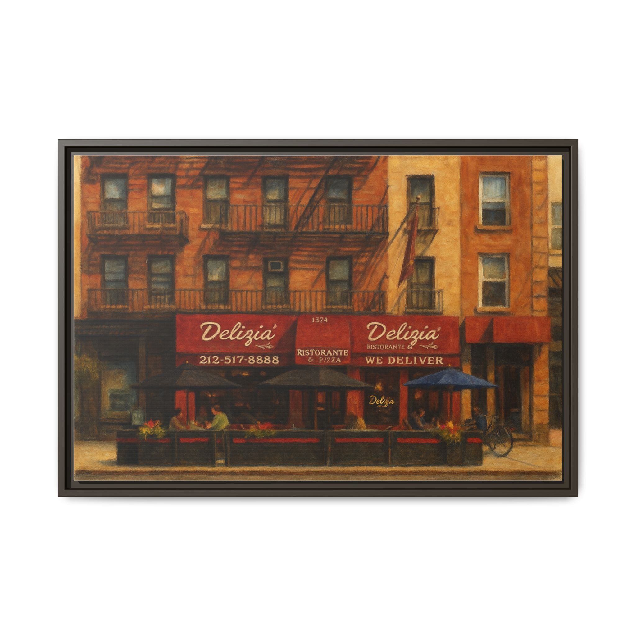 Delizia Pizza — Restaurant Print | Matte Canvas + Wooden Frame