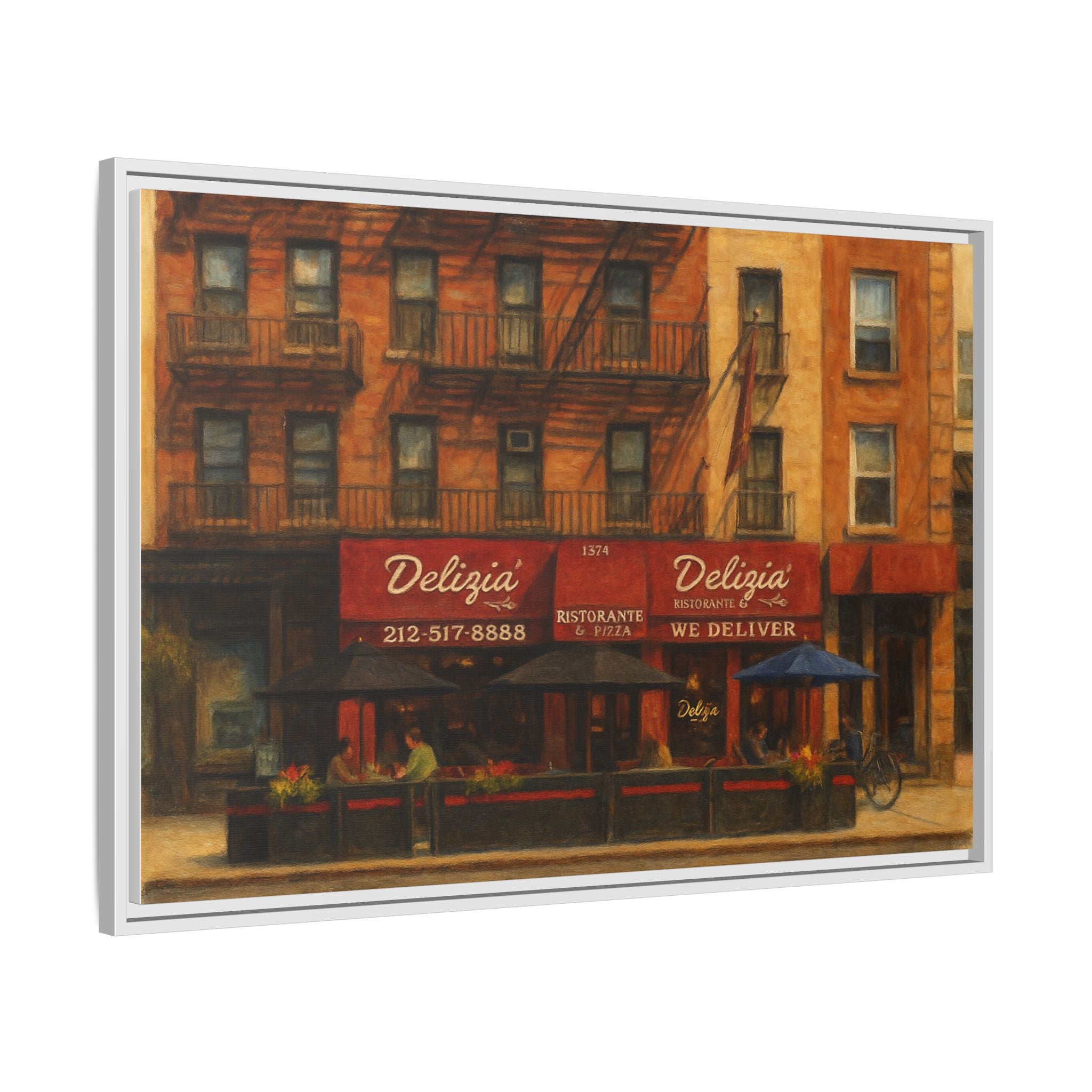 Delizia Pizza — Restaurant Print | Matte Canvas + Wooden Frame